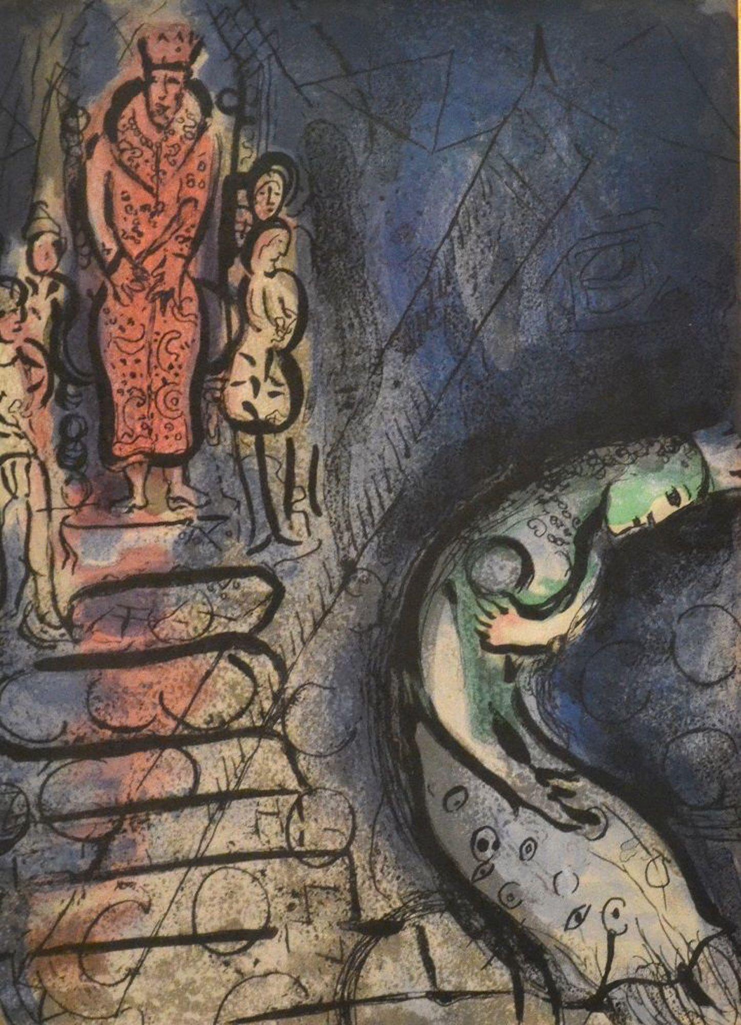 Marc Chagall Print – Ahasverus schickt Vashti weg - aus "Illustrationen für die Bibel" - 1960