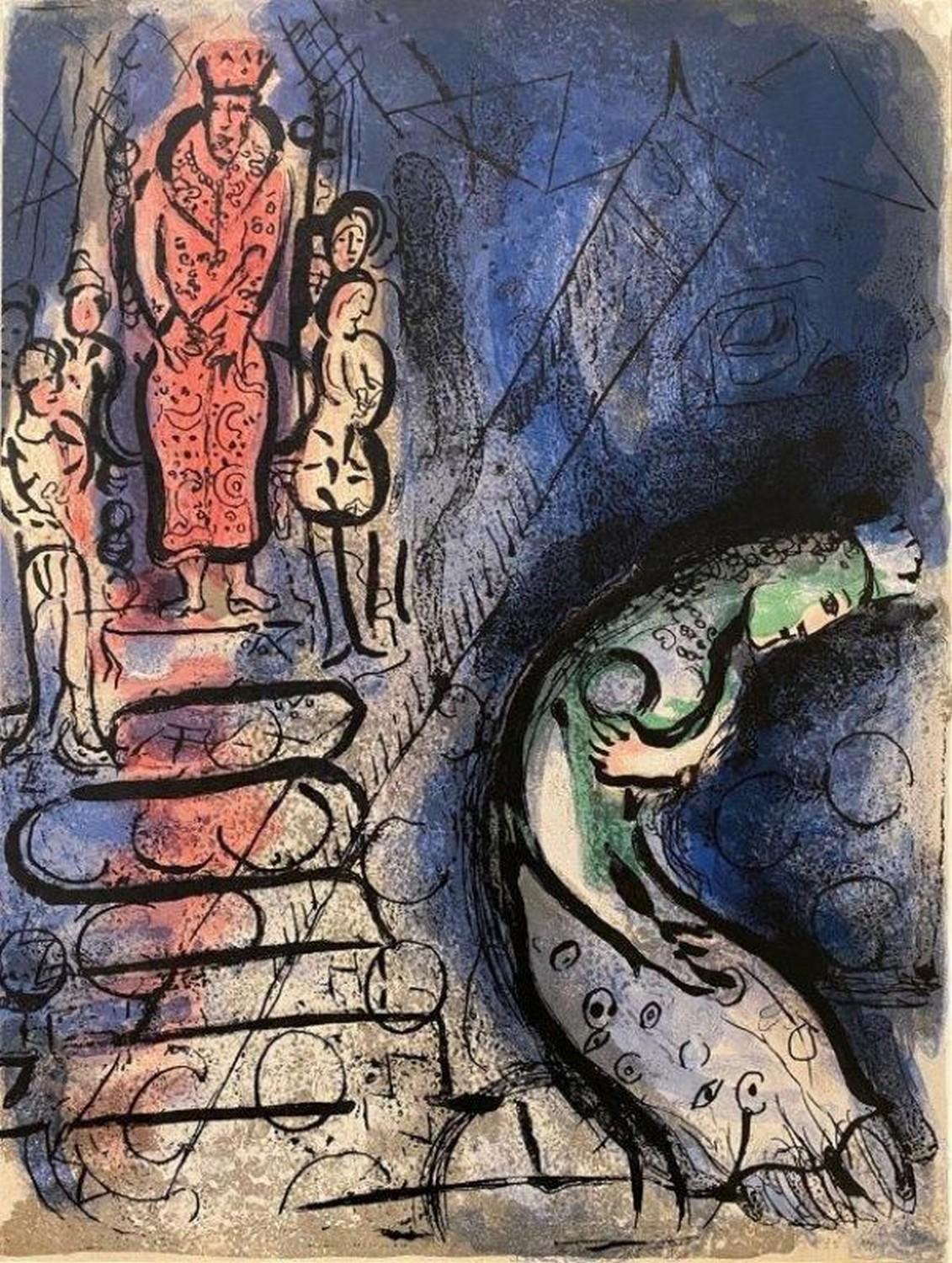 Marc Chagall Abstract Print - Ahasuerus sends Vasthi away 