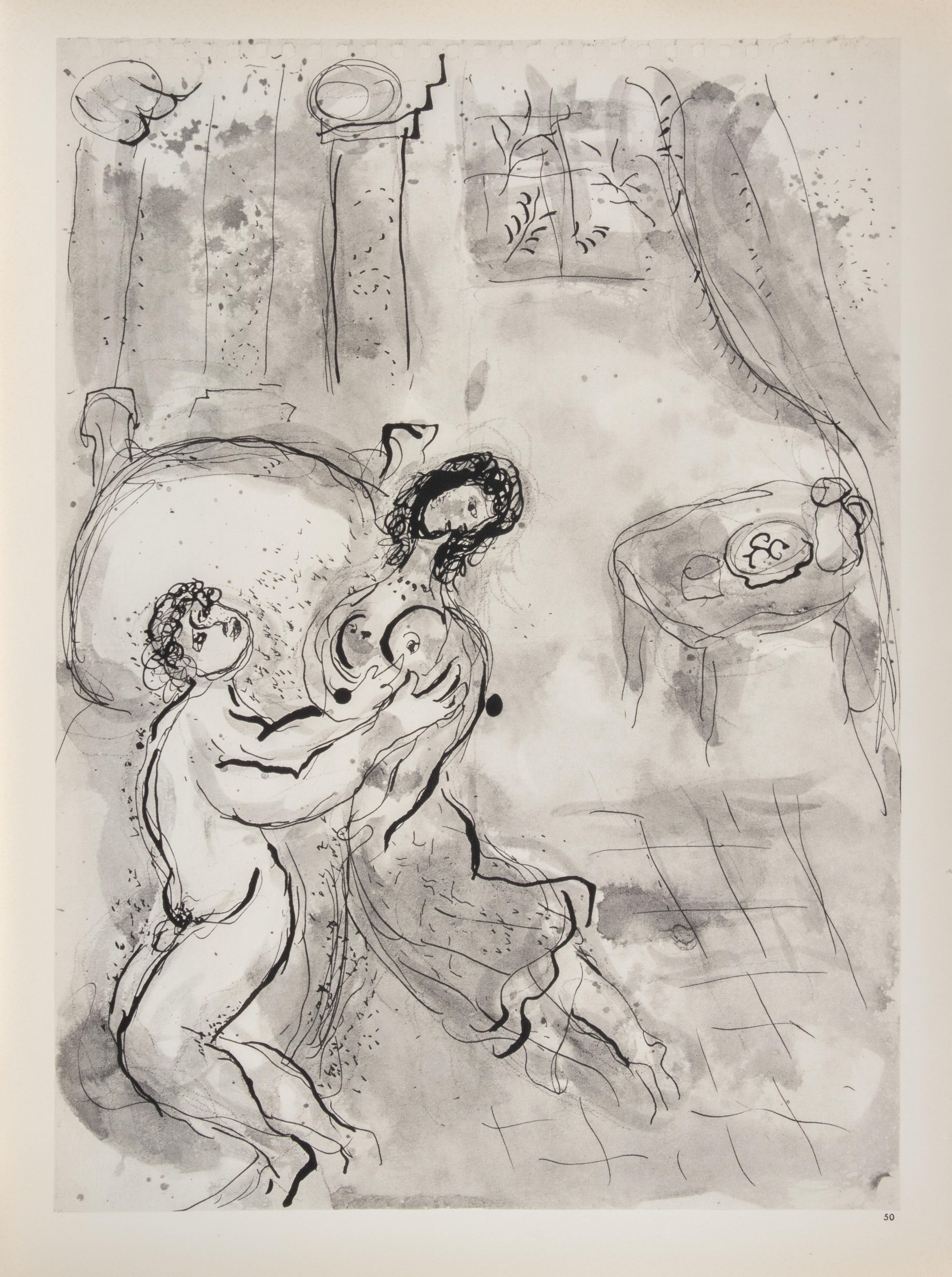 Amnon and Tamar - Héliogravure by Marc Chagall - 1960 For Sale 1