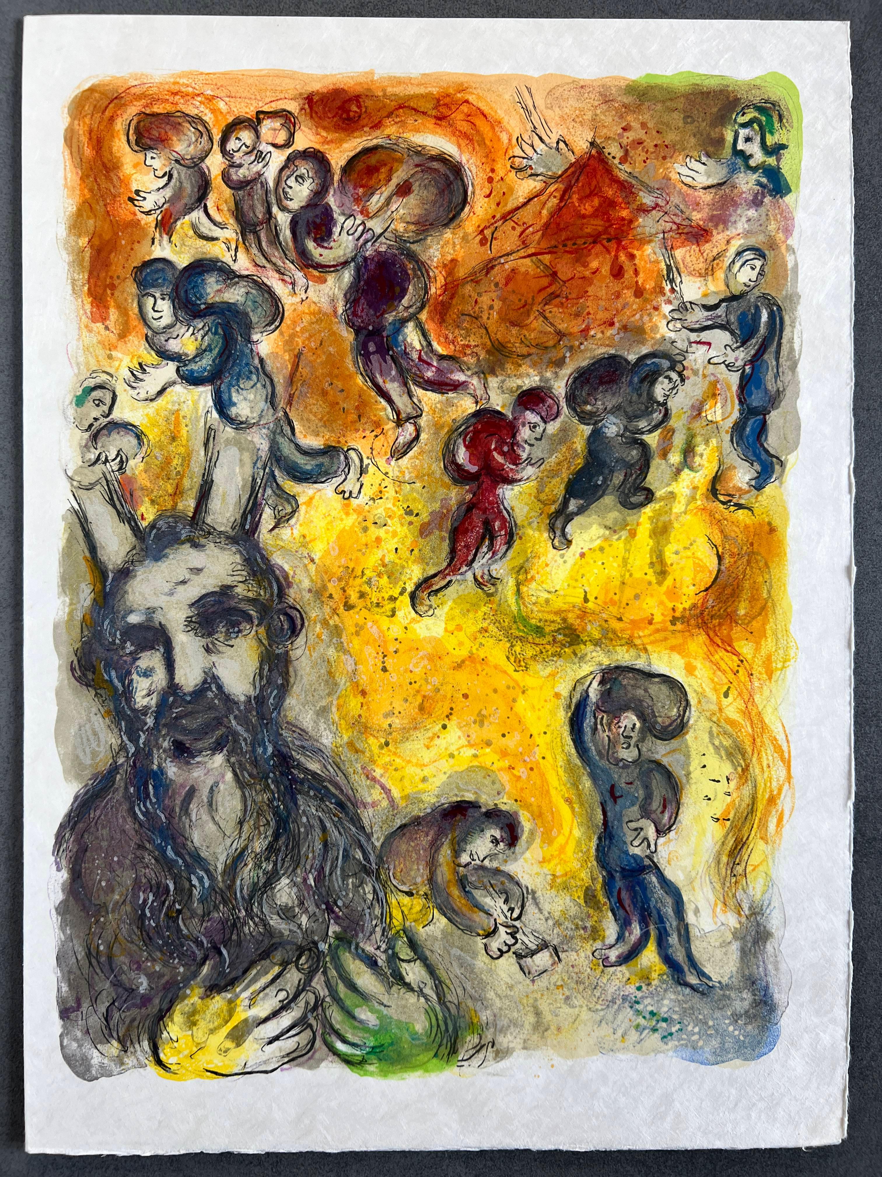 And in those dayes, when Moses was growen... - The Exodus - Print by Marc Chagall