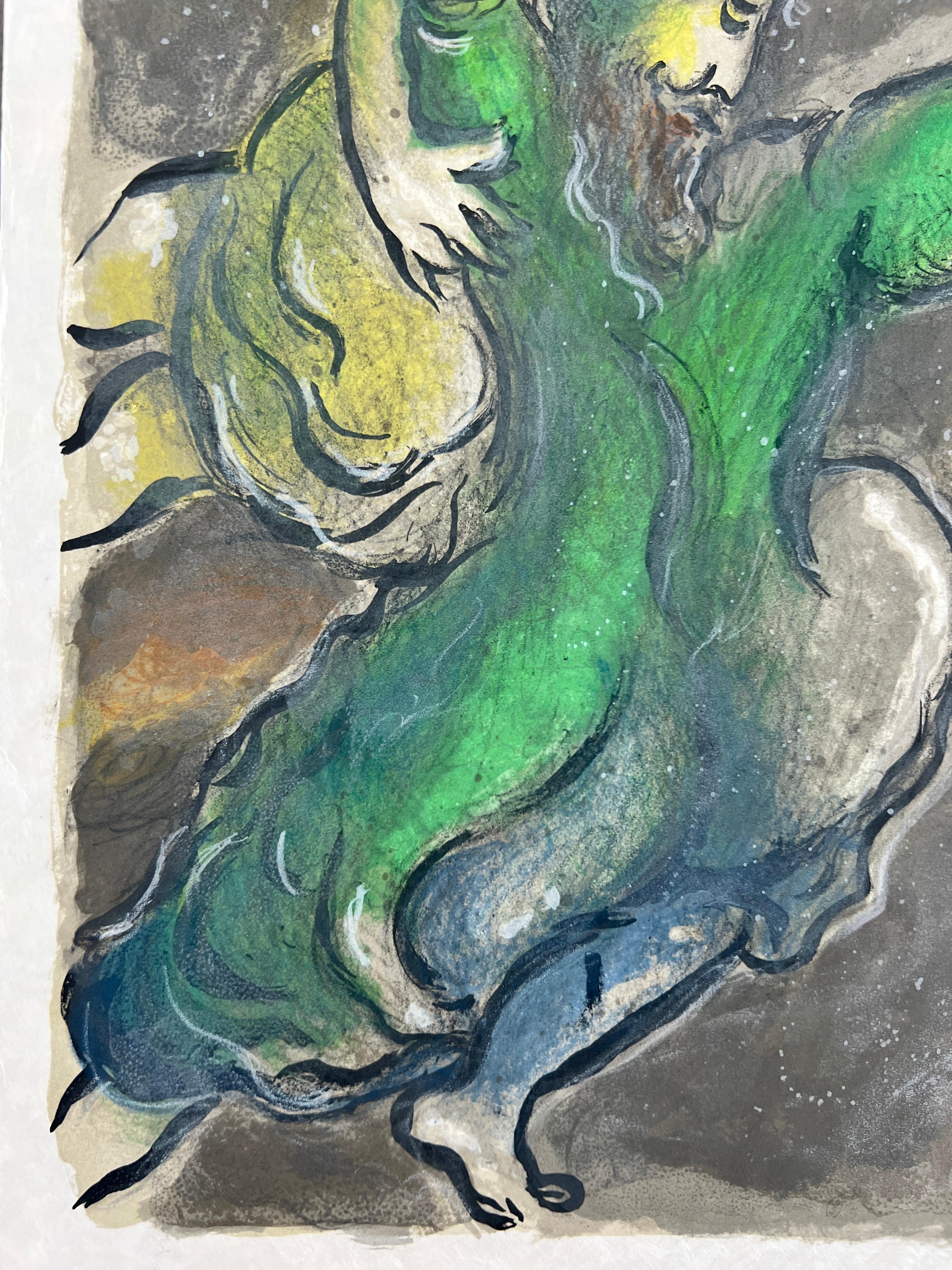 Marc Chagall (1887-1985) - Und Mose sah das ganze Werk, und siehe, sie hatten es getan, wie der Herr geboten hatte; und Mose segnete sie

Lithographie von 1966.

Die Auflage beträgt 20 Stück auf Japanpapier.

Abmessungen des Werks: 49,5 x 36