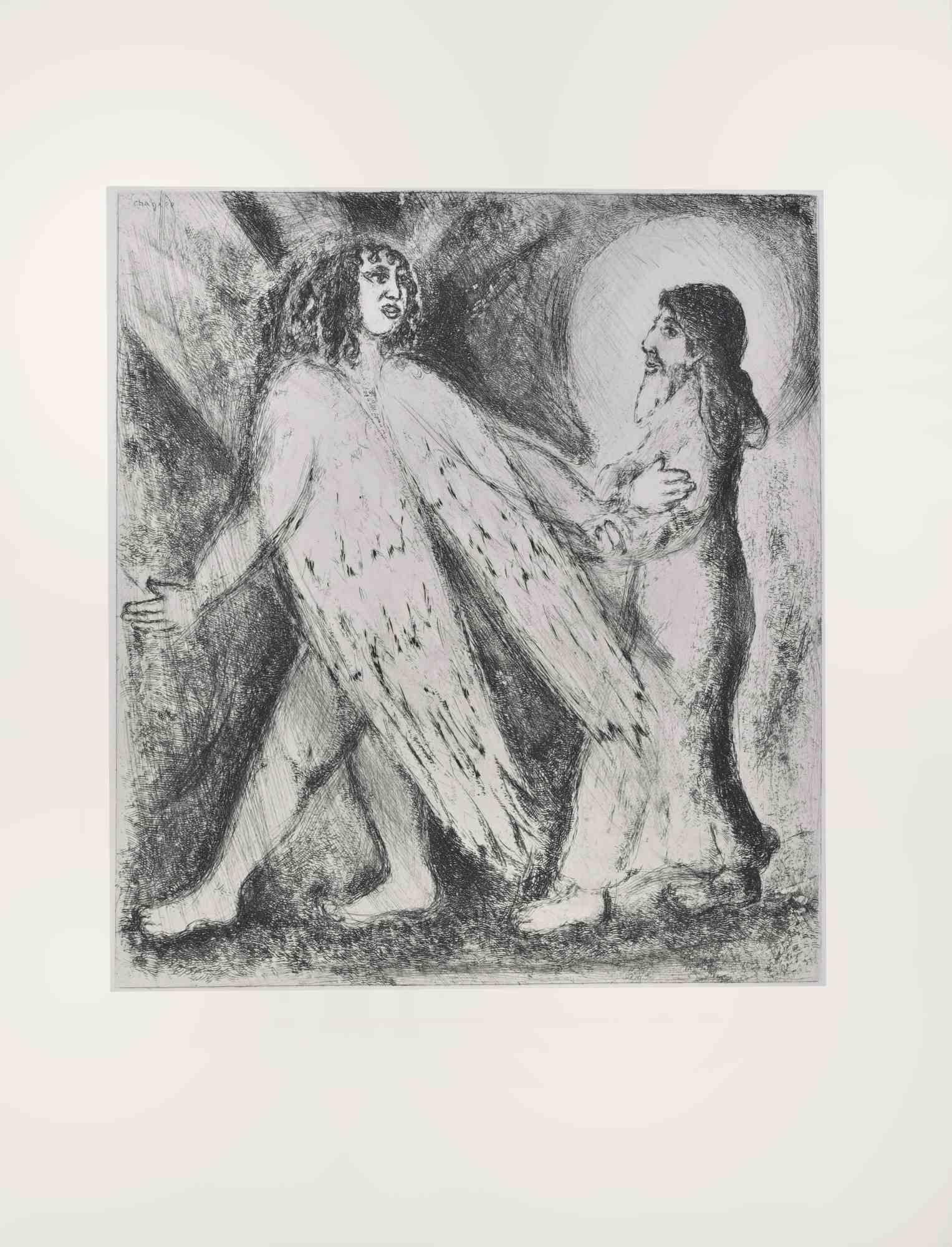 Radierung auf Montval-Gewebe, 1931-39 von Marc Chagall ausgeführt und 1956 von Tériade veröffentlicht.

Auflage von 275+30 Exemplaren aus dem Handel.

Nicht signiert und nummeriert, wie ausgestellt.

Ausgezeichneter Abdruck mit vollen Rändern und