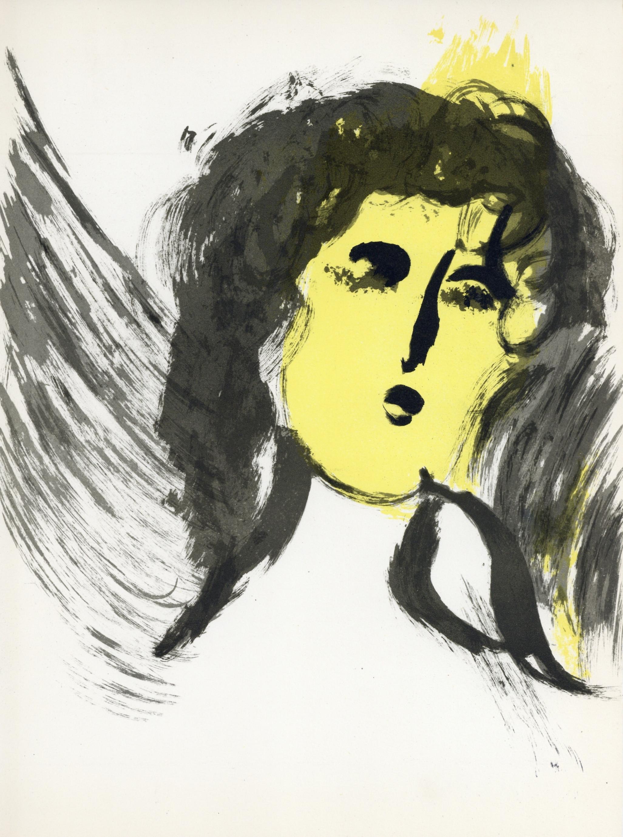 Marc Chagall Portrait Print – "Engel"  Originallithographie