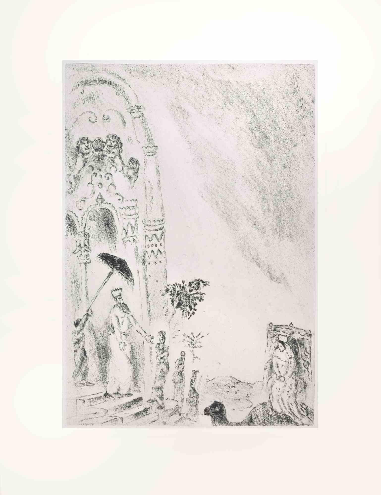 Etching on Montval wove paper, realized by Marc Chagall in 1931-39 and published by Tériade in 1956.

Edition of 275+30 out of commerce copies.

Not signed nor numbered, as issued.

Excellent impression with full margins a a bright and fresh