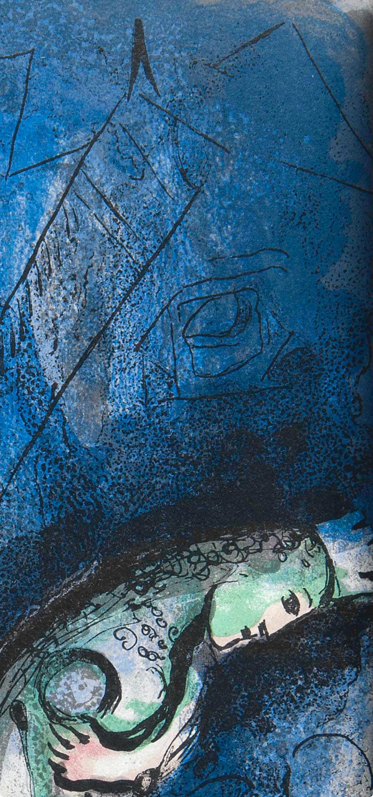 Assuérus chasse Vasthi (Mourlot 230-77; Cramer 42), Dessins Pour La Bible - Gray Figurative Print by Marc Chagall