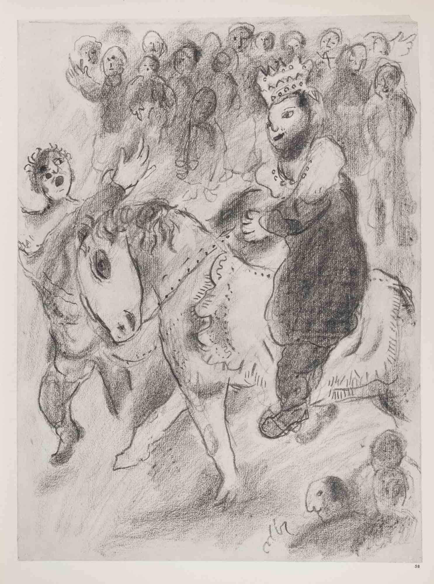 Assuerus Invited by Esther - Héliogravure by Marc Chagall - 1960 For Sale 1