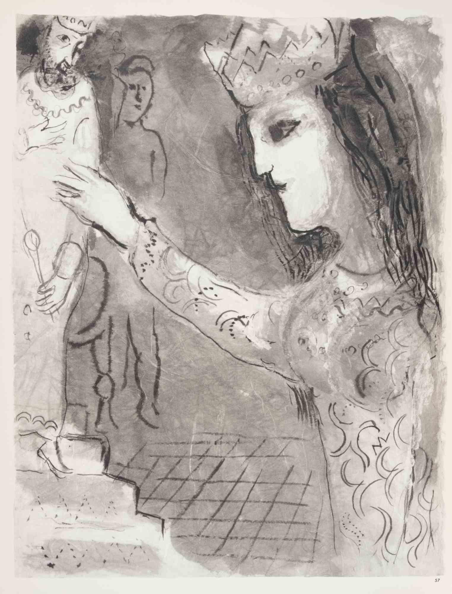 Assuerus Invitado por Esther - Heliograbado de Marc Chagall - 1960