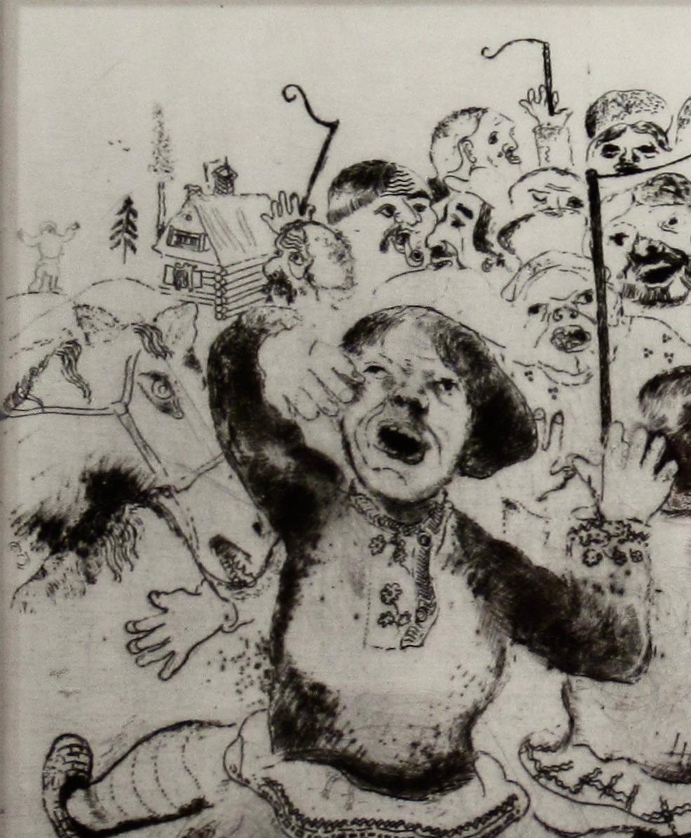 Attroupement de Paysans - Gray Figurative Print by Marc Chagall