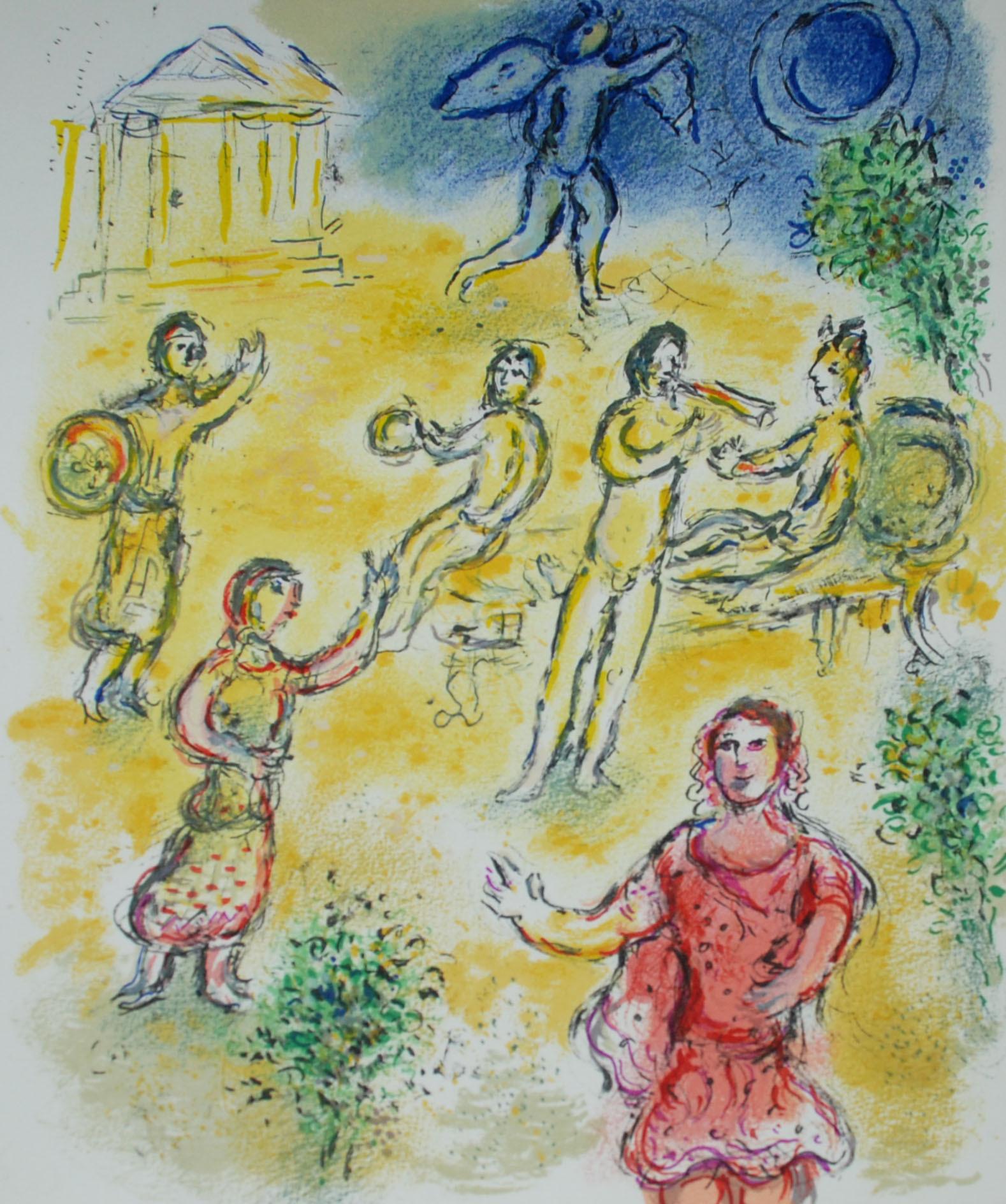 Marc Chagall Figurative Print - Banquet at the Palace of Menelaus