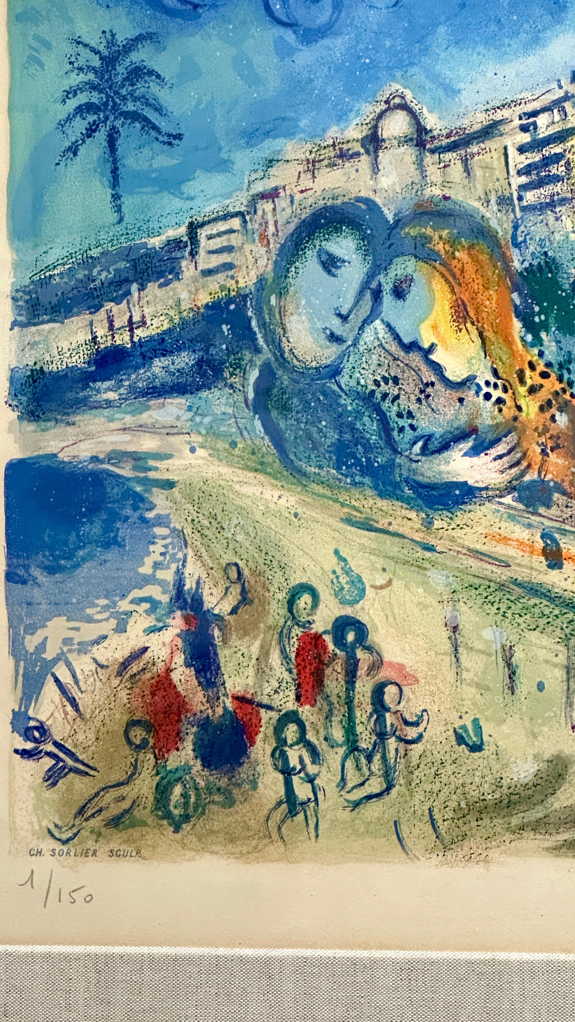 Bataille de Fleurs (Carnaval of Flowers) from Nice and the Côte d’Azur - Gray Figurative Print by Marc Chagall
