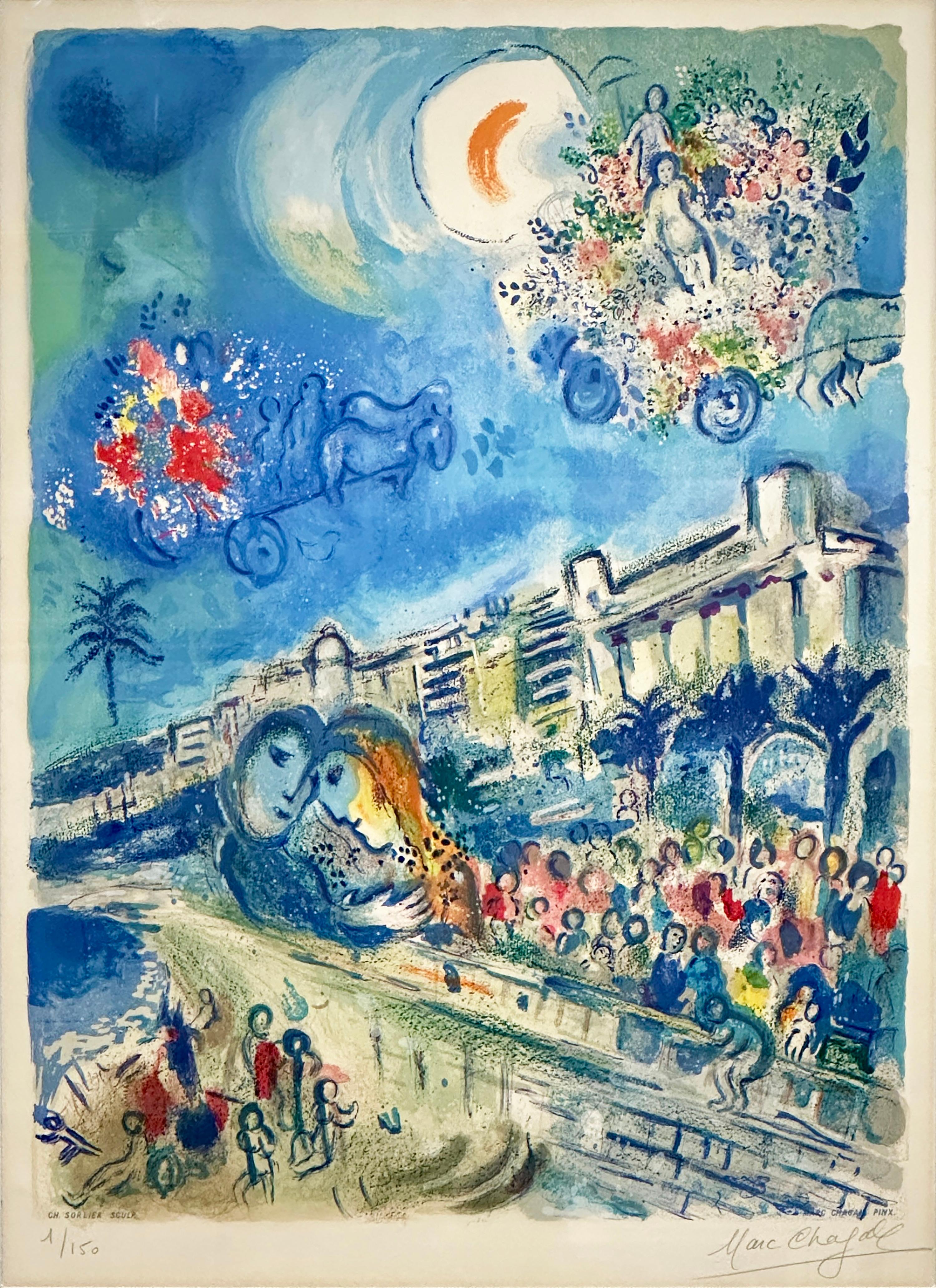 Marc Chagall Figurative Print - Bataille de Fleurs (Carnaval of Flowers) from Nice and the Côte d’Azur