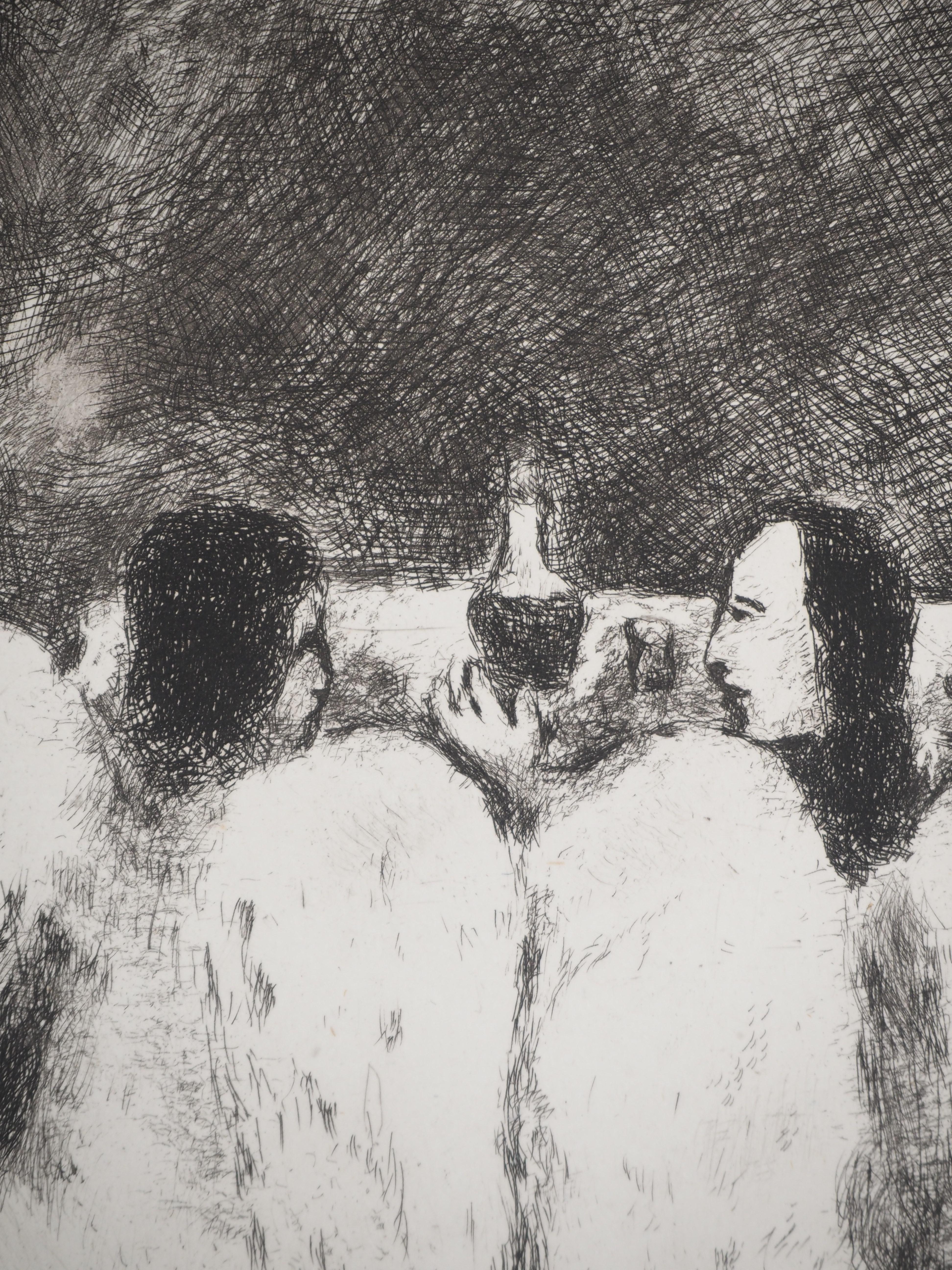 Bible: Abraham and the three angels, 1939 - Original Etching 2