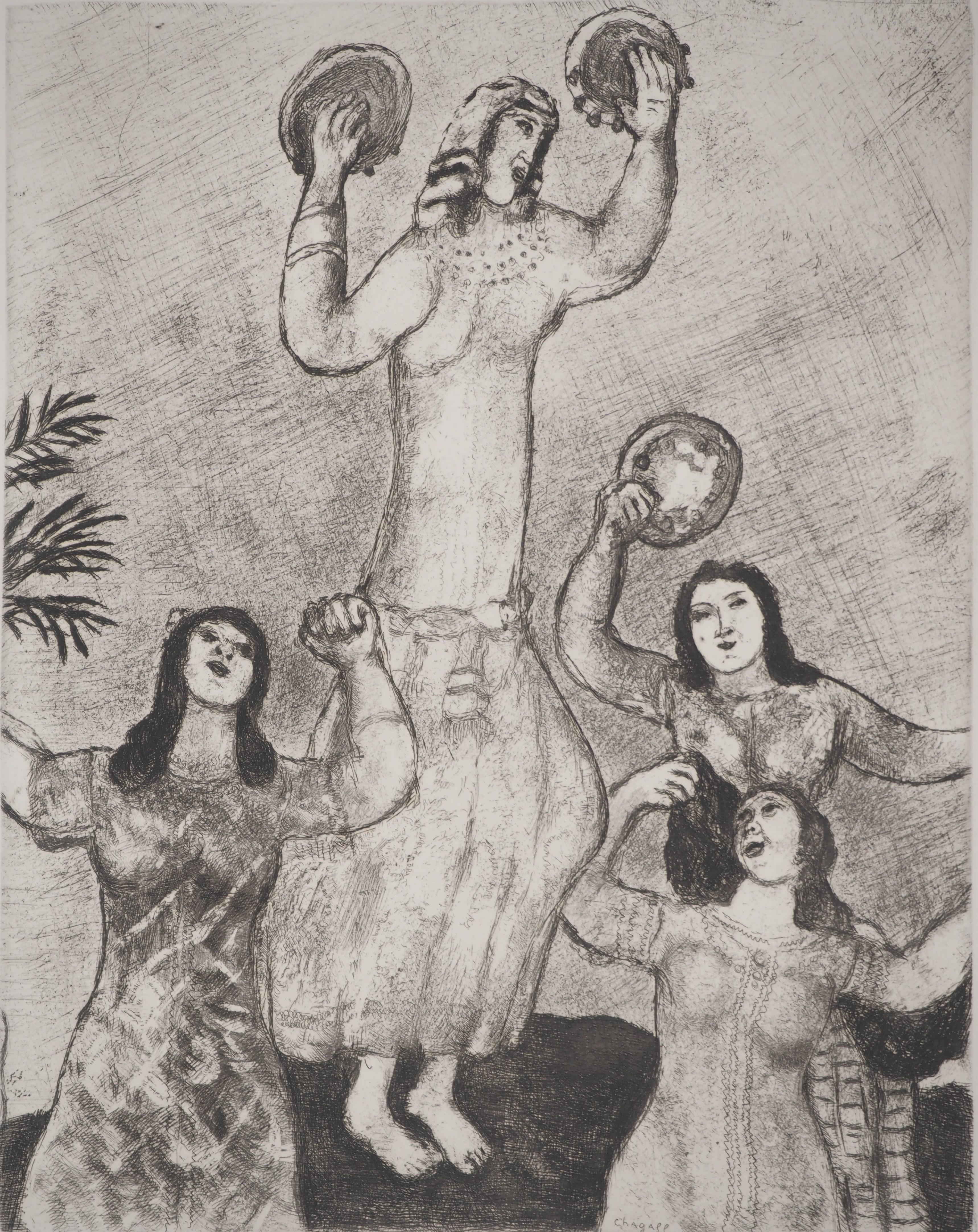 Bible : Dance of Mary, sister of Moses, 1939 - Original Etching - Modern Print by Marc Chagall