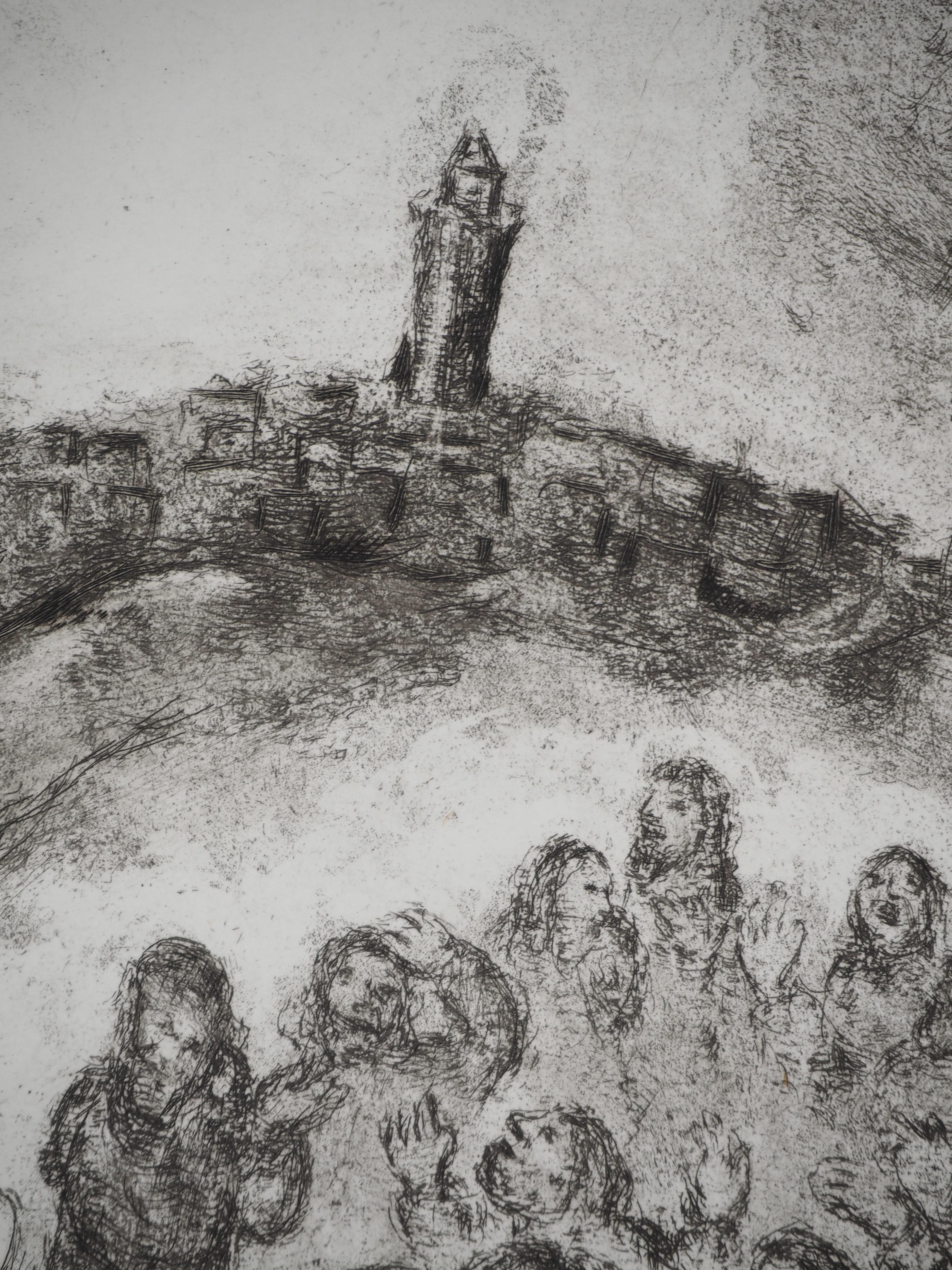 Bible Bible: David erhebt sich auf dem Hügel der Oliven, 1939 – Original-Radierung im Angebot 2