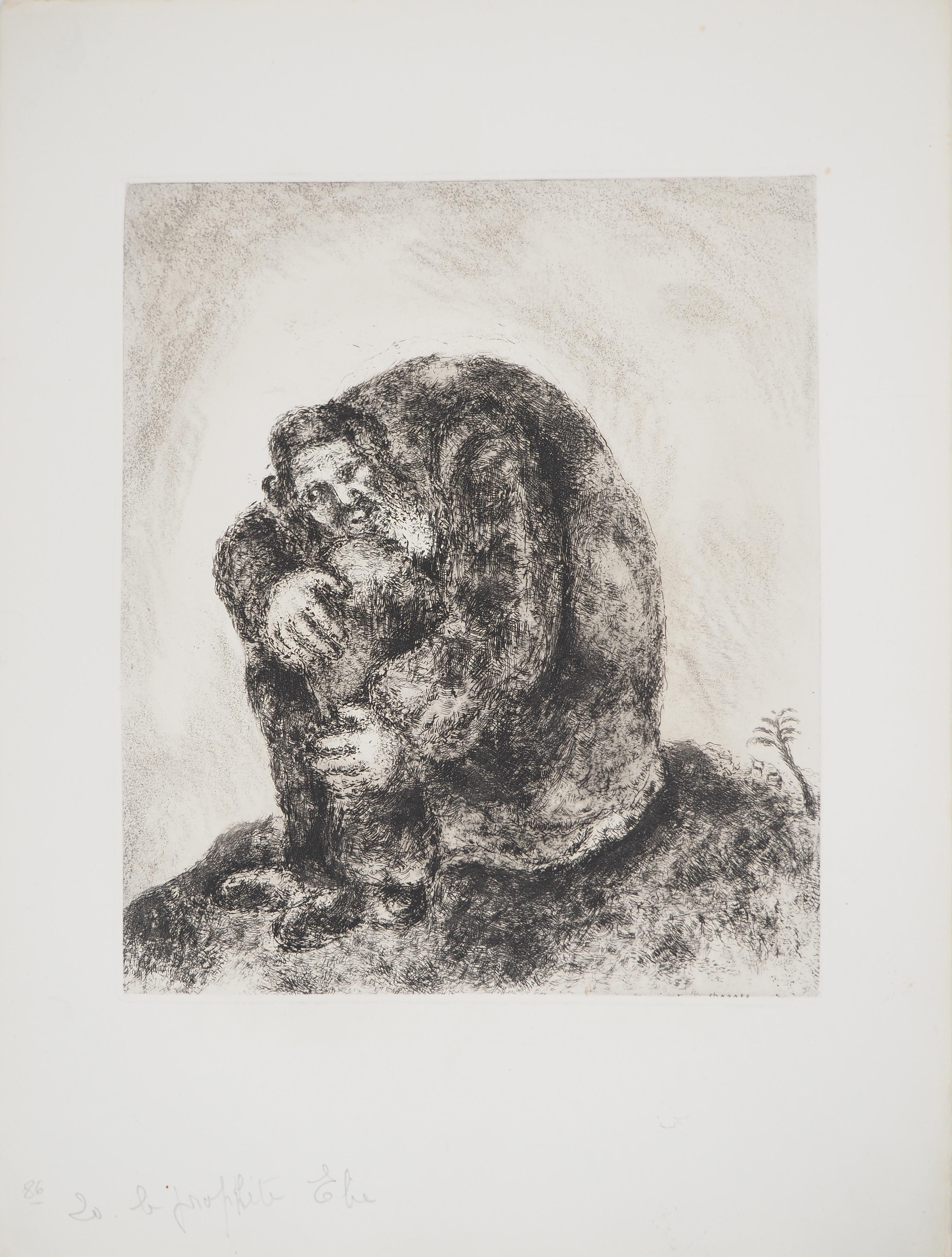 Marc Chagall Figurative Print - Bible : Elijah on Mount Carmel, 1939 - Original Etching
