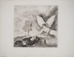 Vintage Bible : Elijah touched by an angel, 1939 - Original Etching