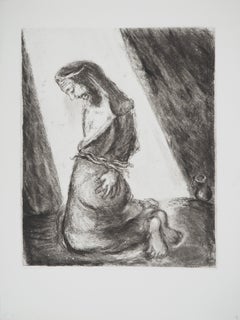 Vintage Bible : Jeremiah in the pit, 1939 - Original Etching