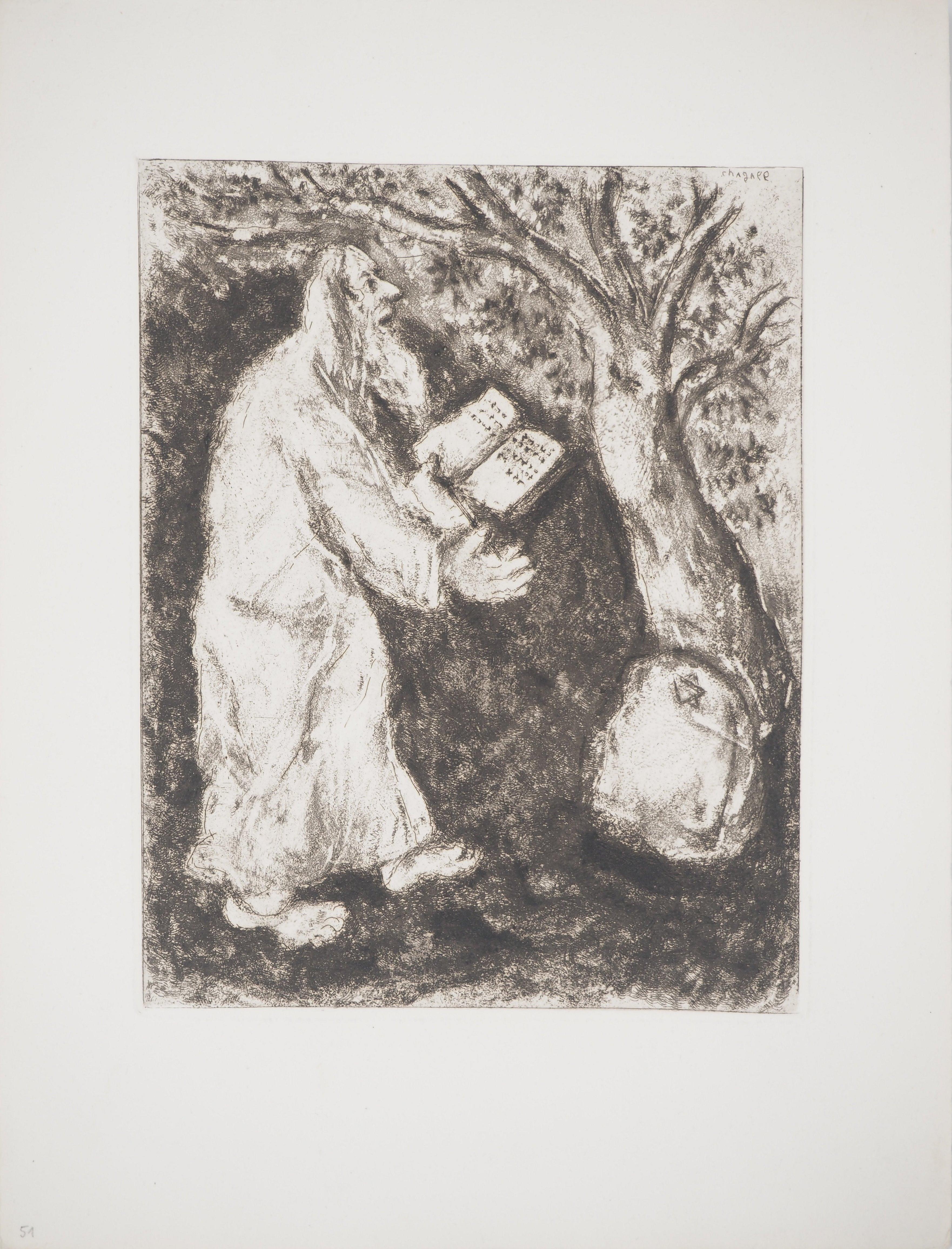 Marc Chagall Figurative Print - Bible : Joshua and the stone of Sichem, 1939 - Original Etching