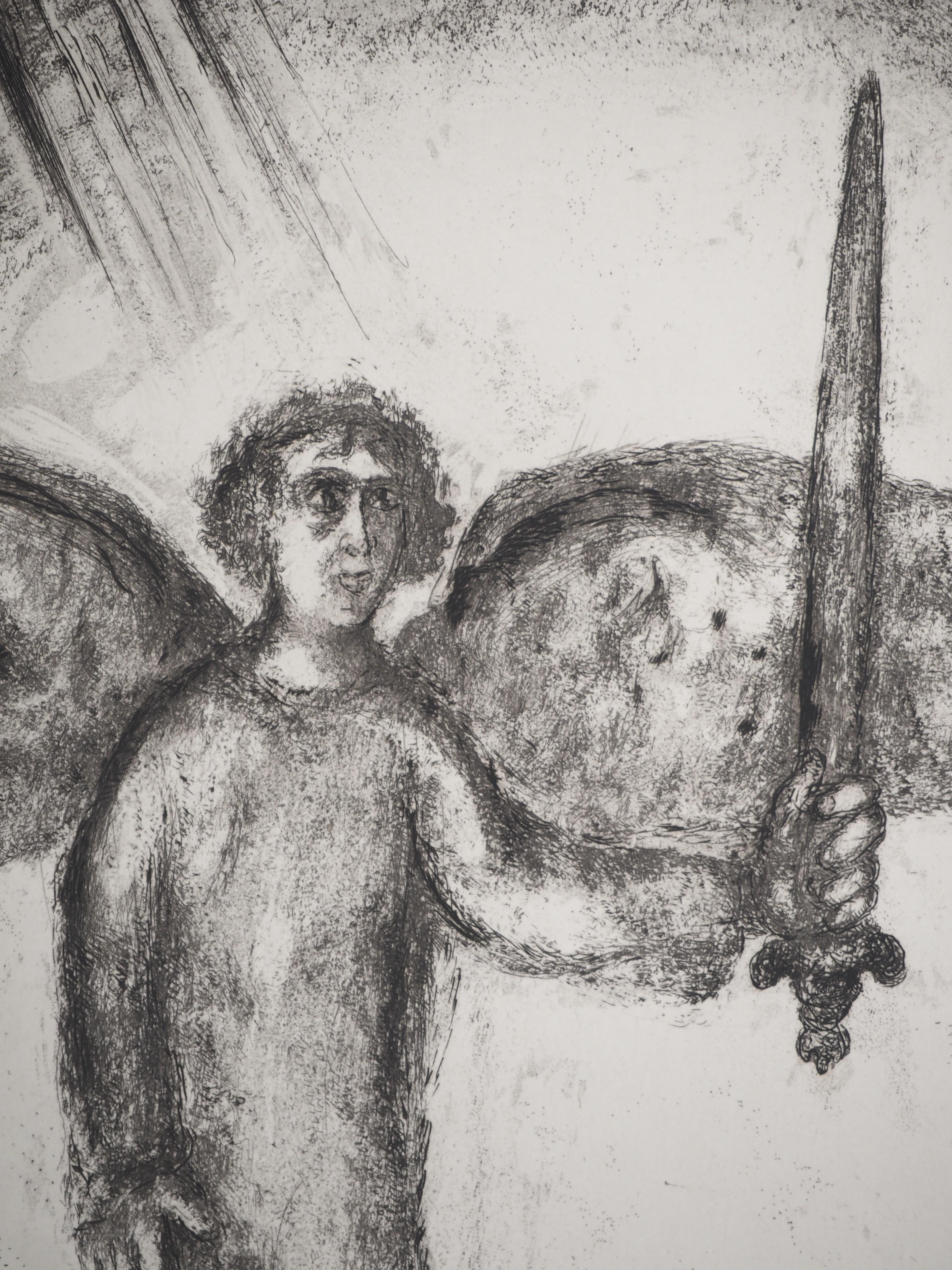Marc Chagall (1887-1958)
Bible : Joshua with the Angel with the sword (Josué devant l'ange à l'épée), 1939

Original etching
Printed signature in the plate
On Montval vellum, 44 x 33.5 cm (c. 17.3 x 13.1 inch)

INFORMATION: Published by Vollard /
