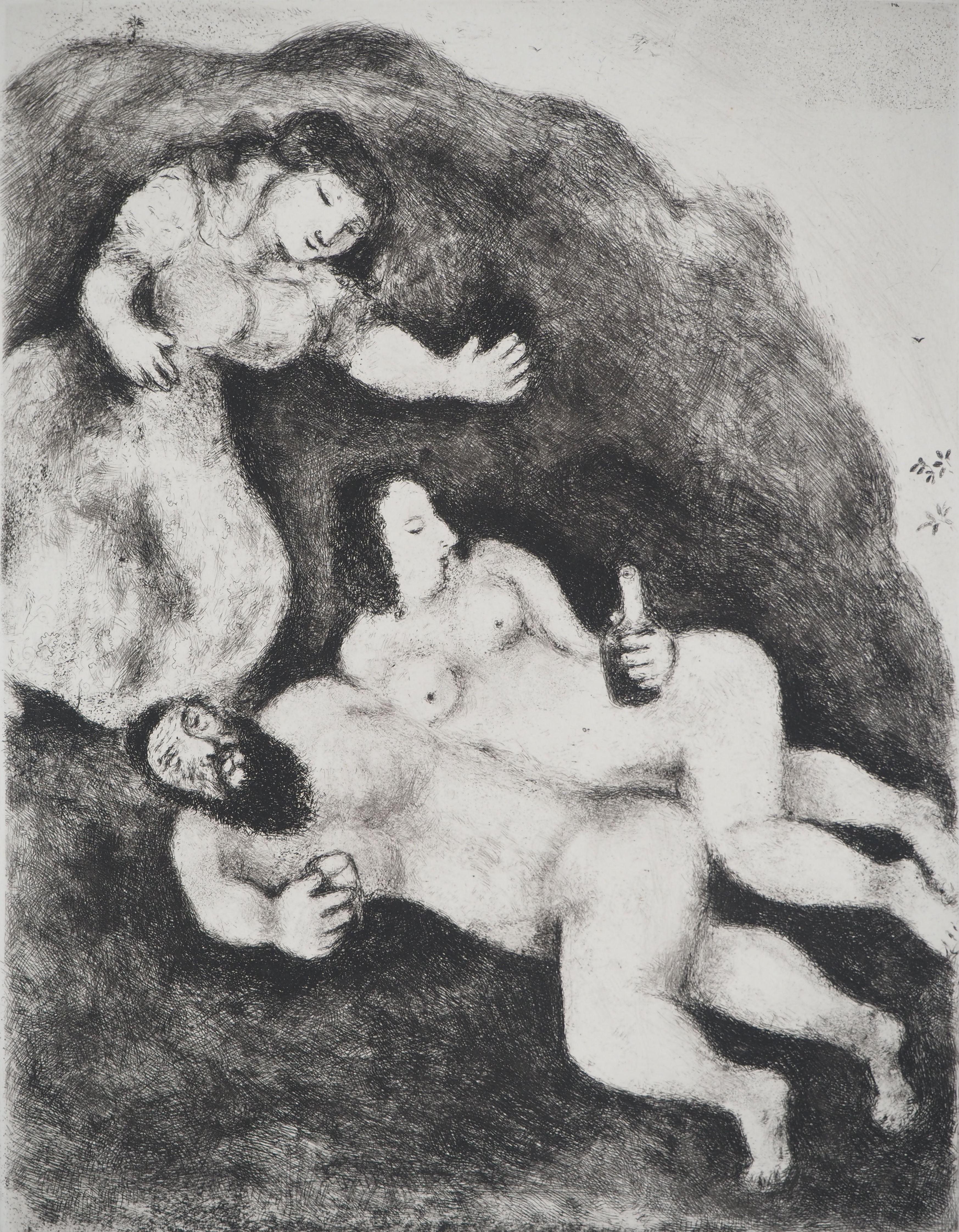 Bible : Lot and his daughters, 1939 - Original Etching - Print by Marc Chagall