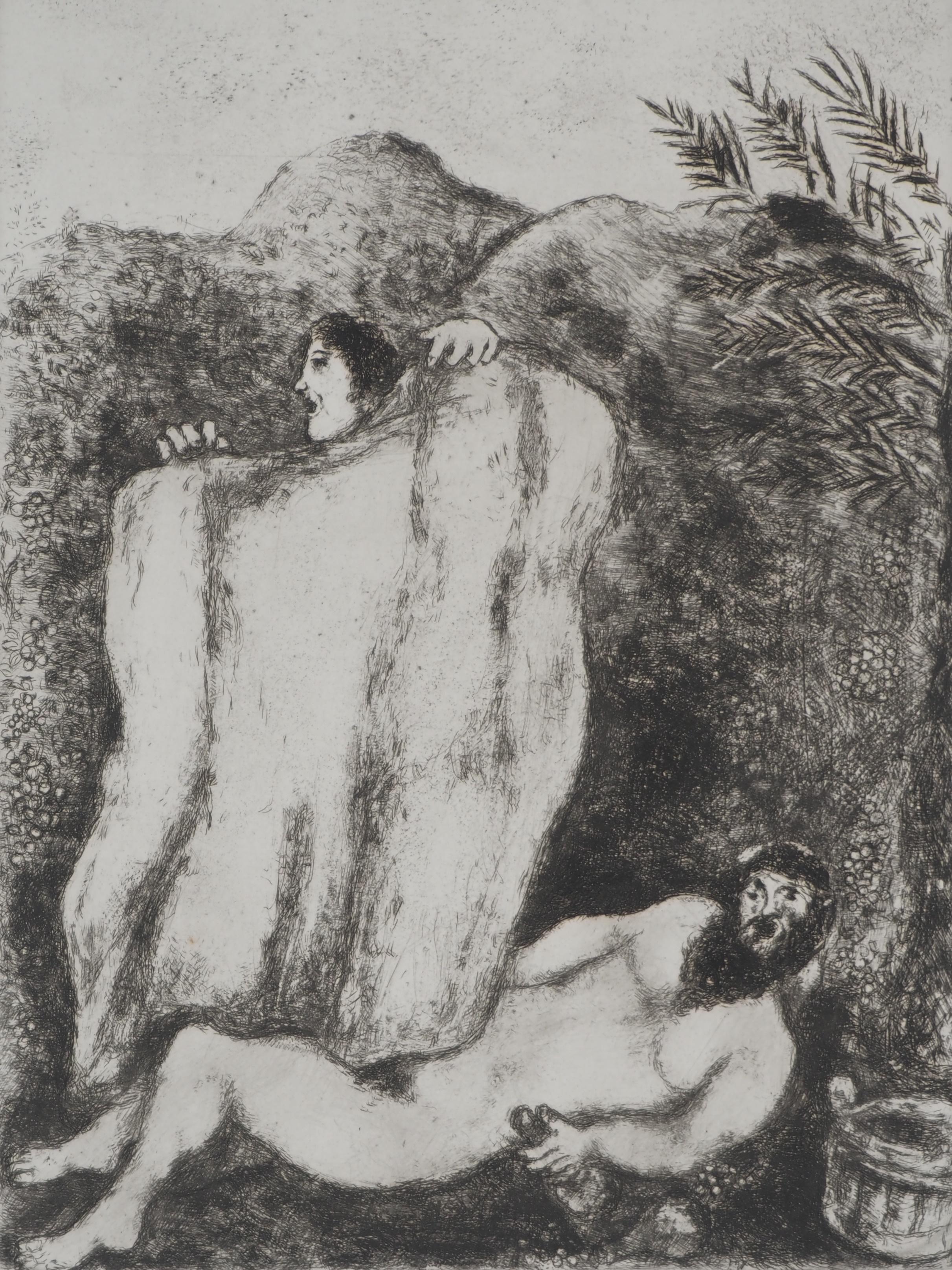 Bible : Manteau de Noé, 1939 - gravure originale - Print de Marc Chagall