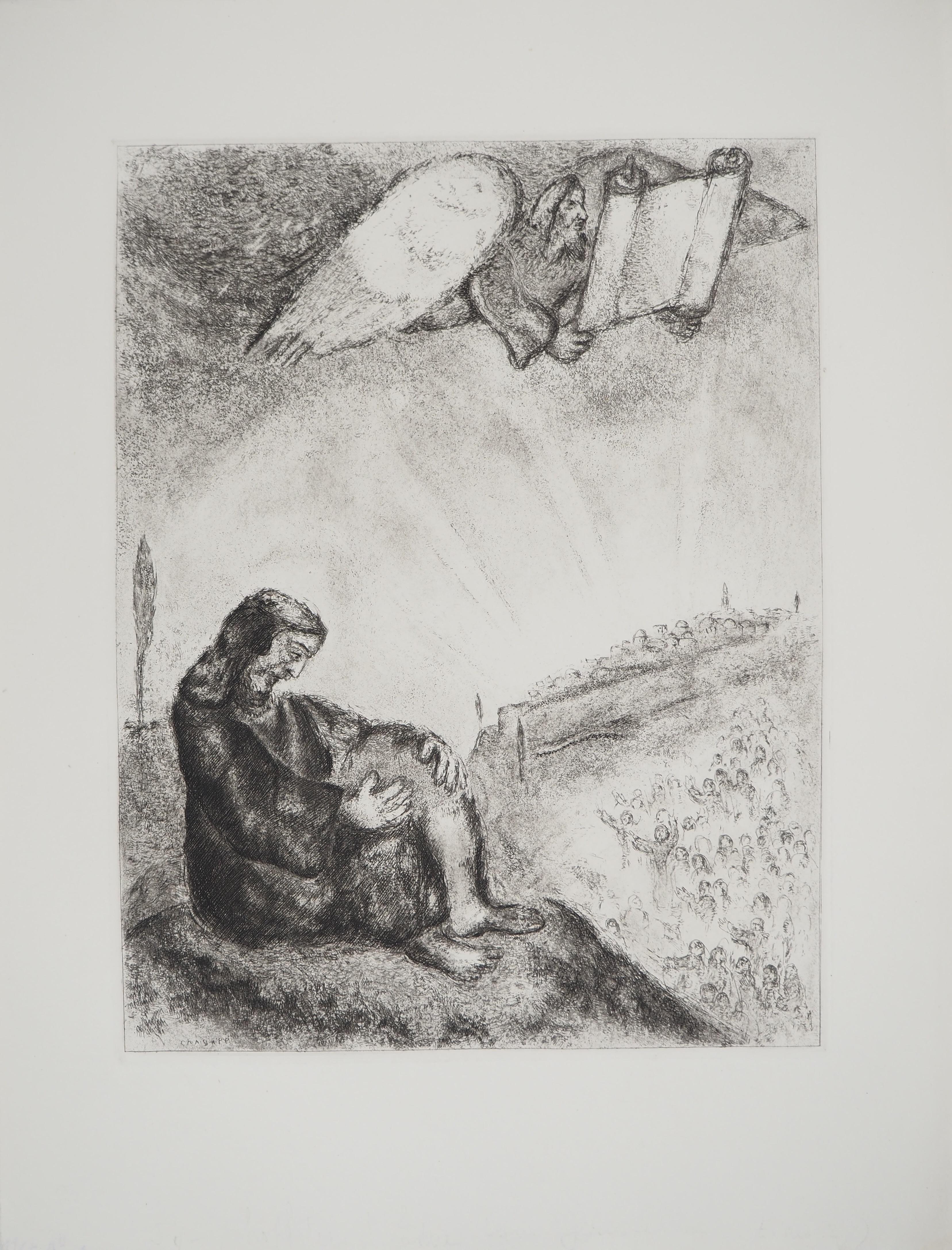 Marc Chagall Figurative Print - Bible : Prophecy about Jerusalem, 1939 - Original Etching