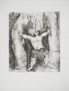 Bible : Samson détruisit les piliers, 1939 - gravure originale