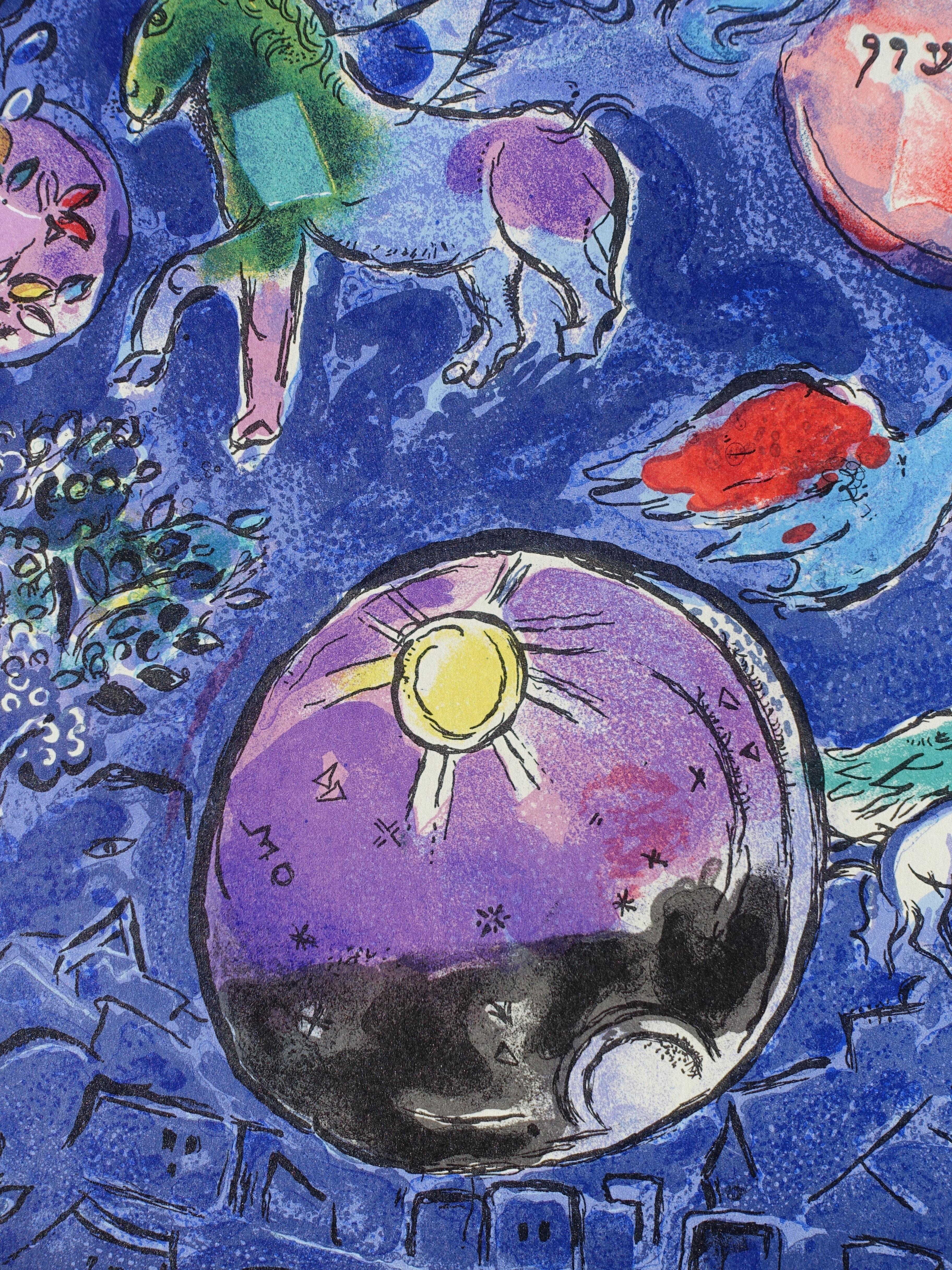 Bibbia: Simeon, Angeli e Uccelli Rossi - Litografia (Mourlot 1962) - Print Moderno di Marc Chagall