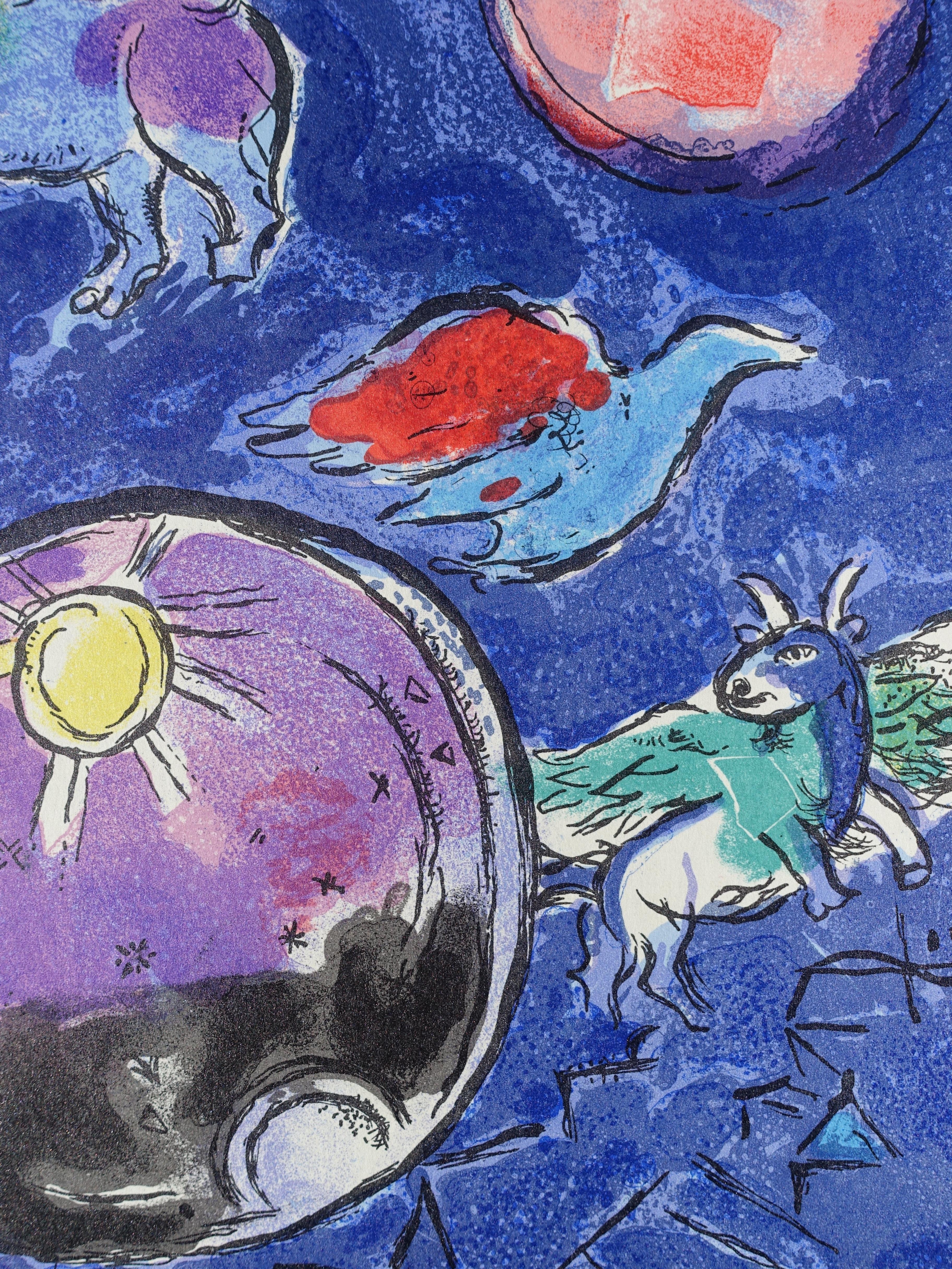 Bibbia: Simeon, Angeli e Uccelli Rossi - Litografia (Mourlot 1962) in vendita 1
