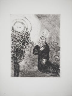 Vintage Bible : The burning bush, 1939 - Original Etching