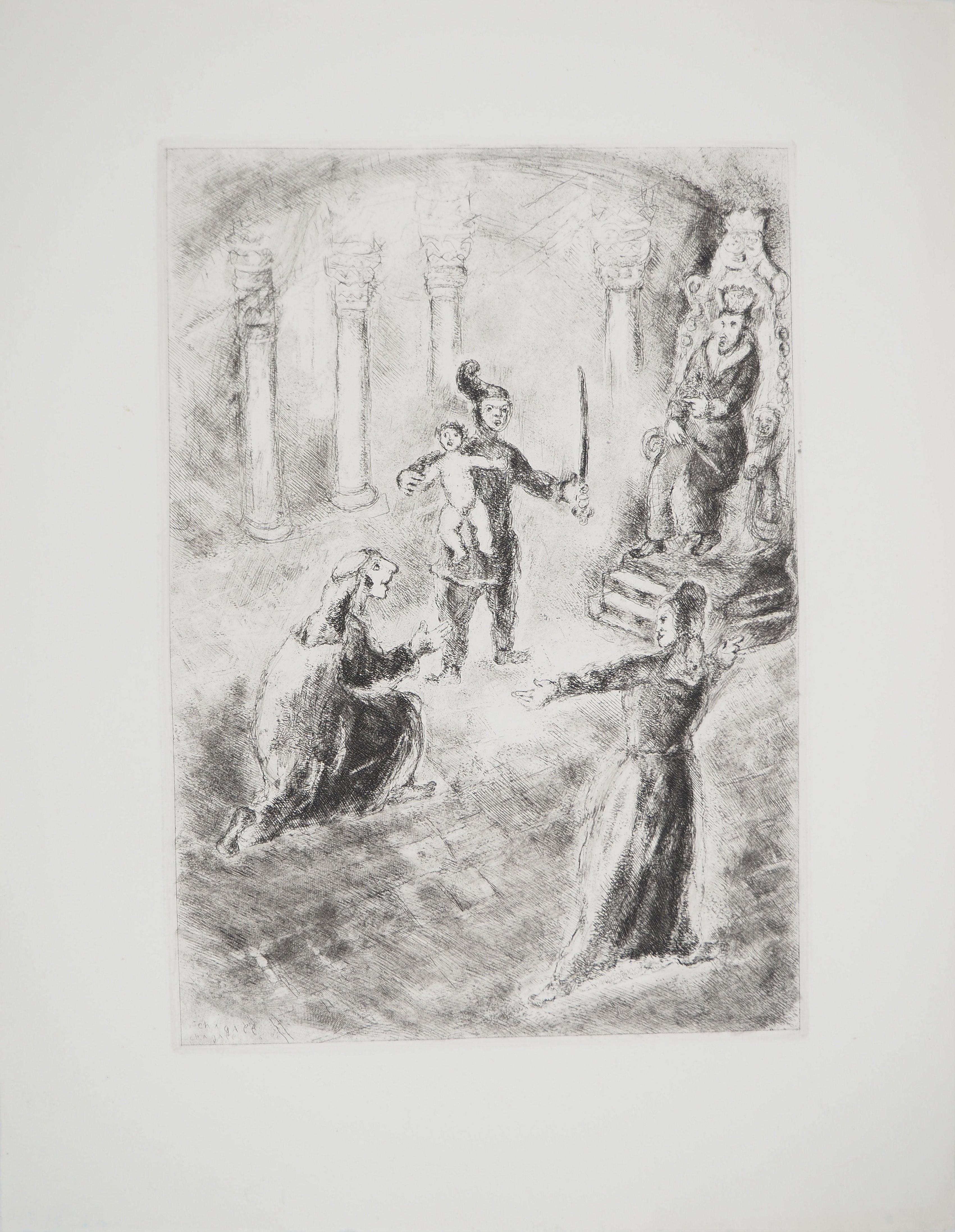 Marc Chagall Figurative Print - Bible : The judgment of Solomon, 1939 - Original Etching