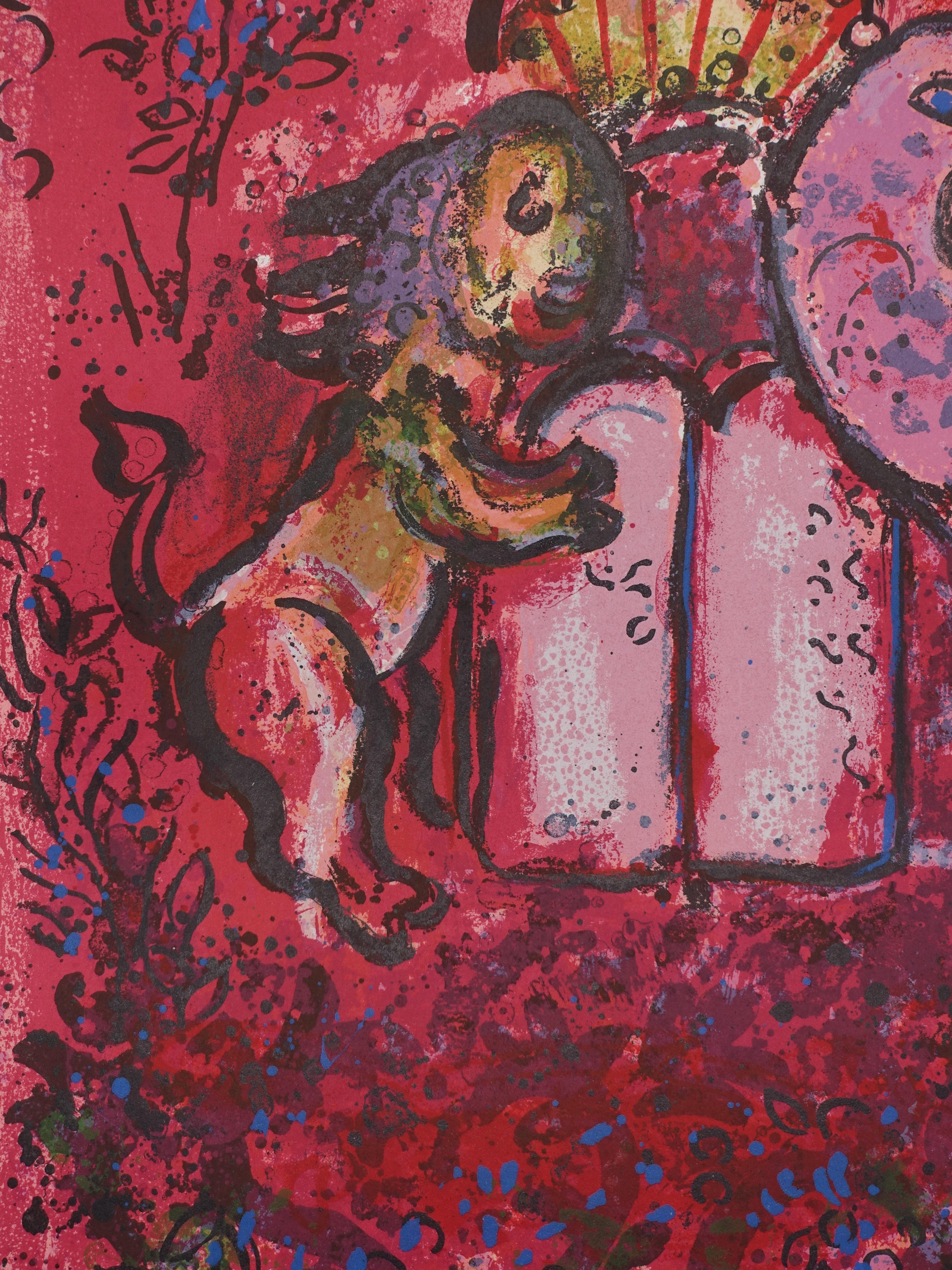 Bibbia : Il Leone di Giuda e le Tavole della Legge - Litografia originale - Print Moderno di Marc Chagall