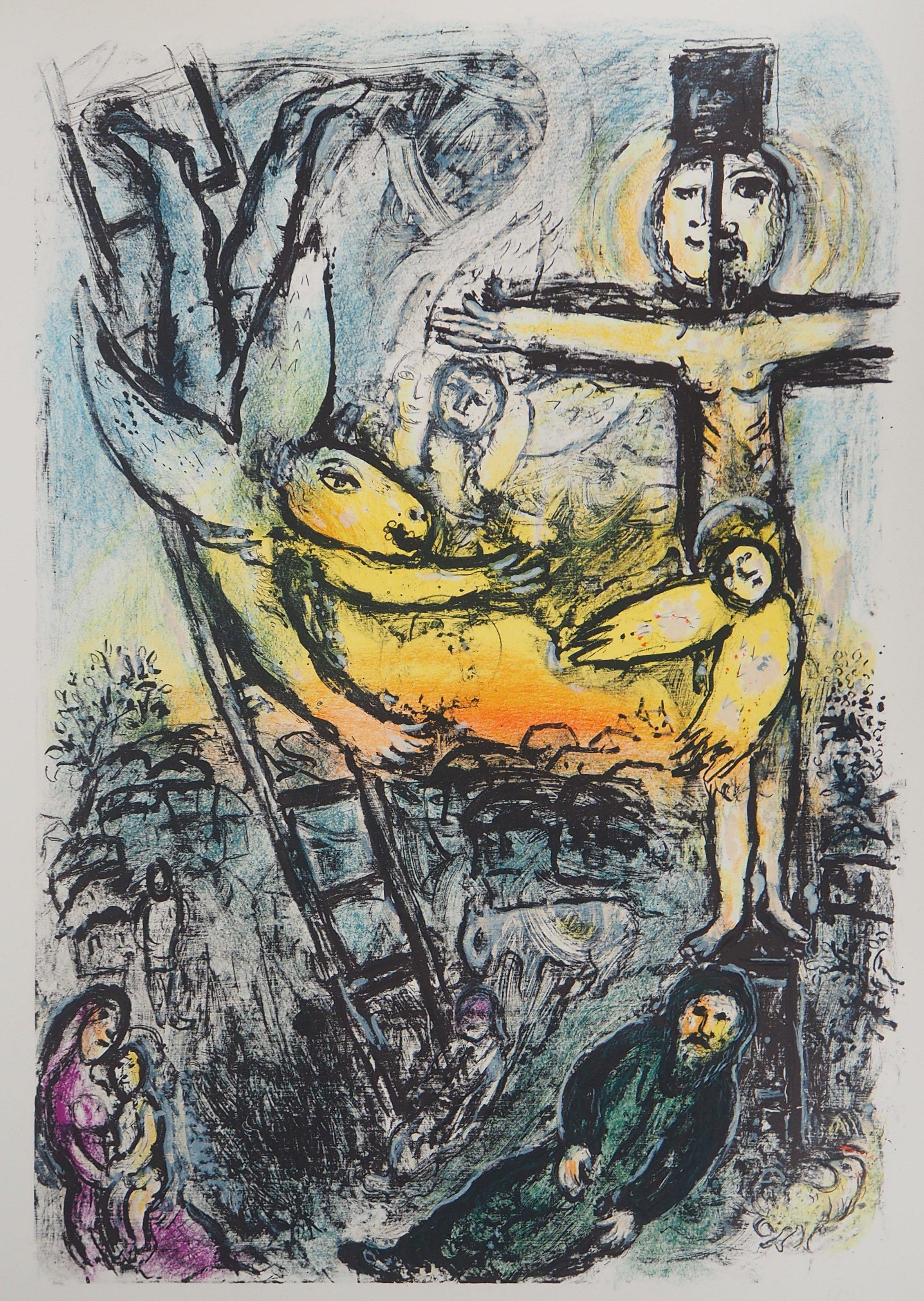 Bible : Vision of Jacob - Original lithograph (Mourlot #625) - Print by Marc Chagall