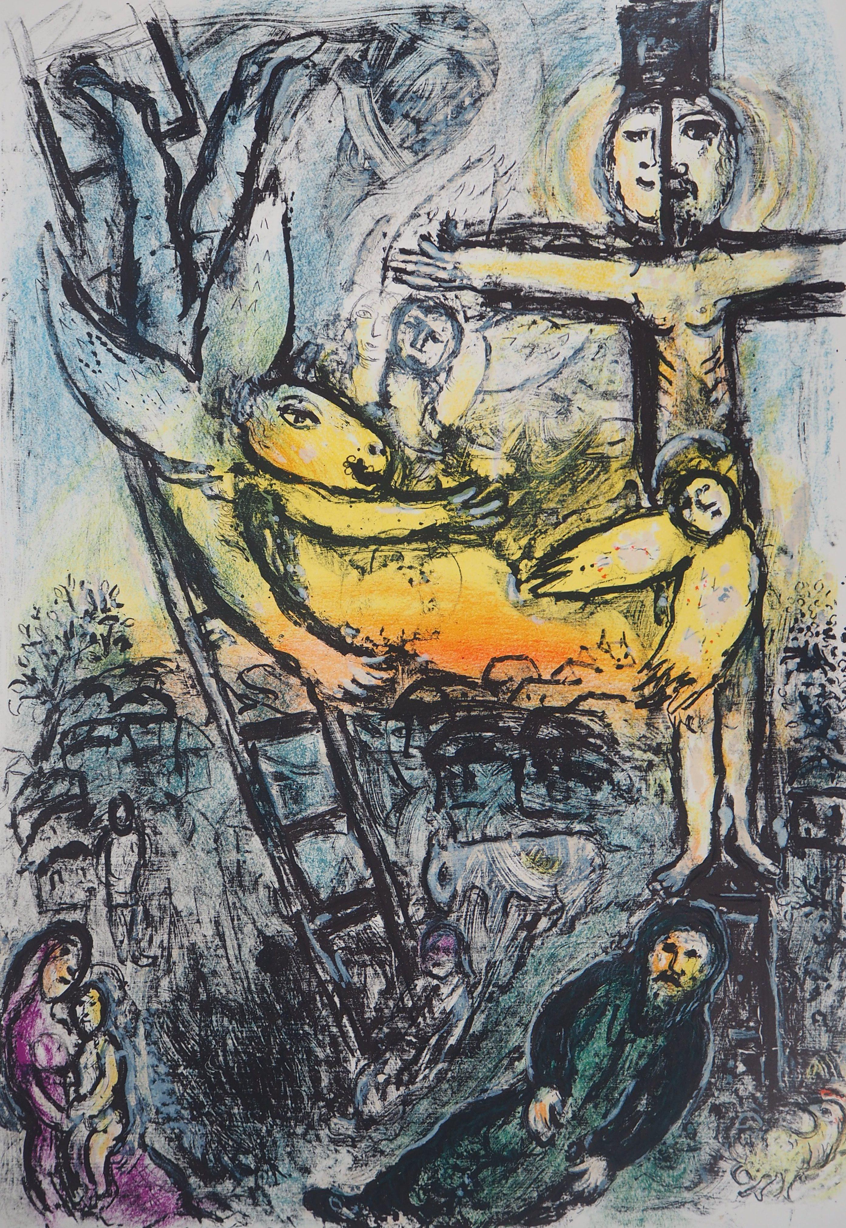 Bible : Vision of Jacob - Original lithograph (Mourlot #625) - Modern Print by Marc Chagall