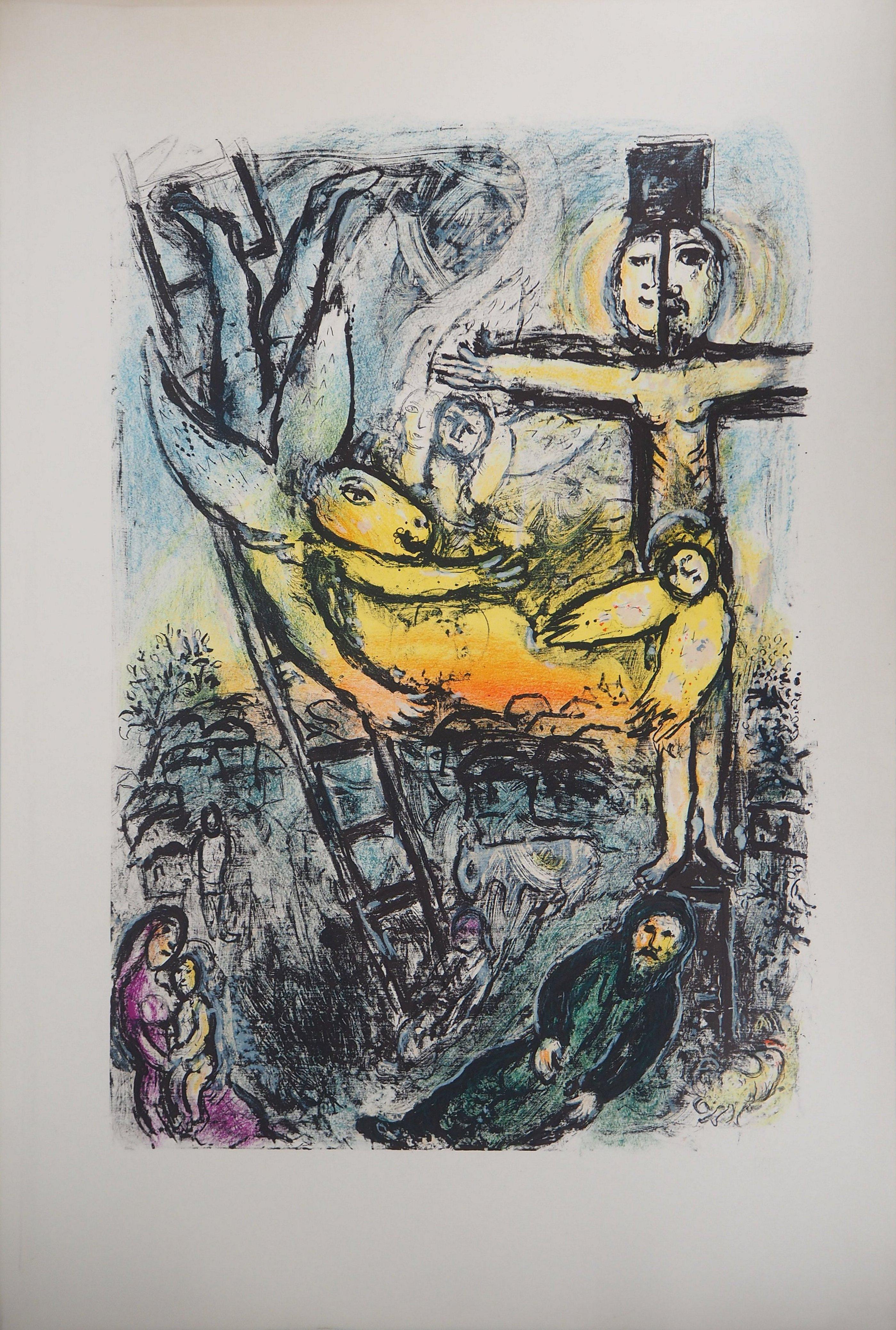 Marc Chagall Figurative Print - Bible : Vision of Jacob - Original lithograph (Mourlot #625)