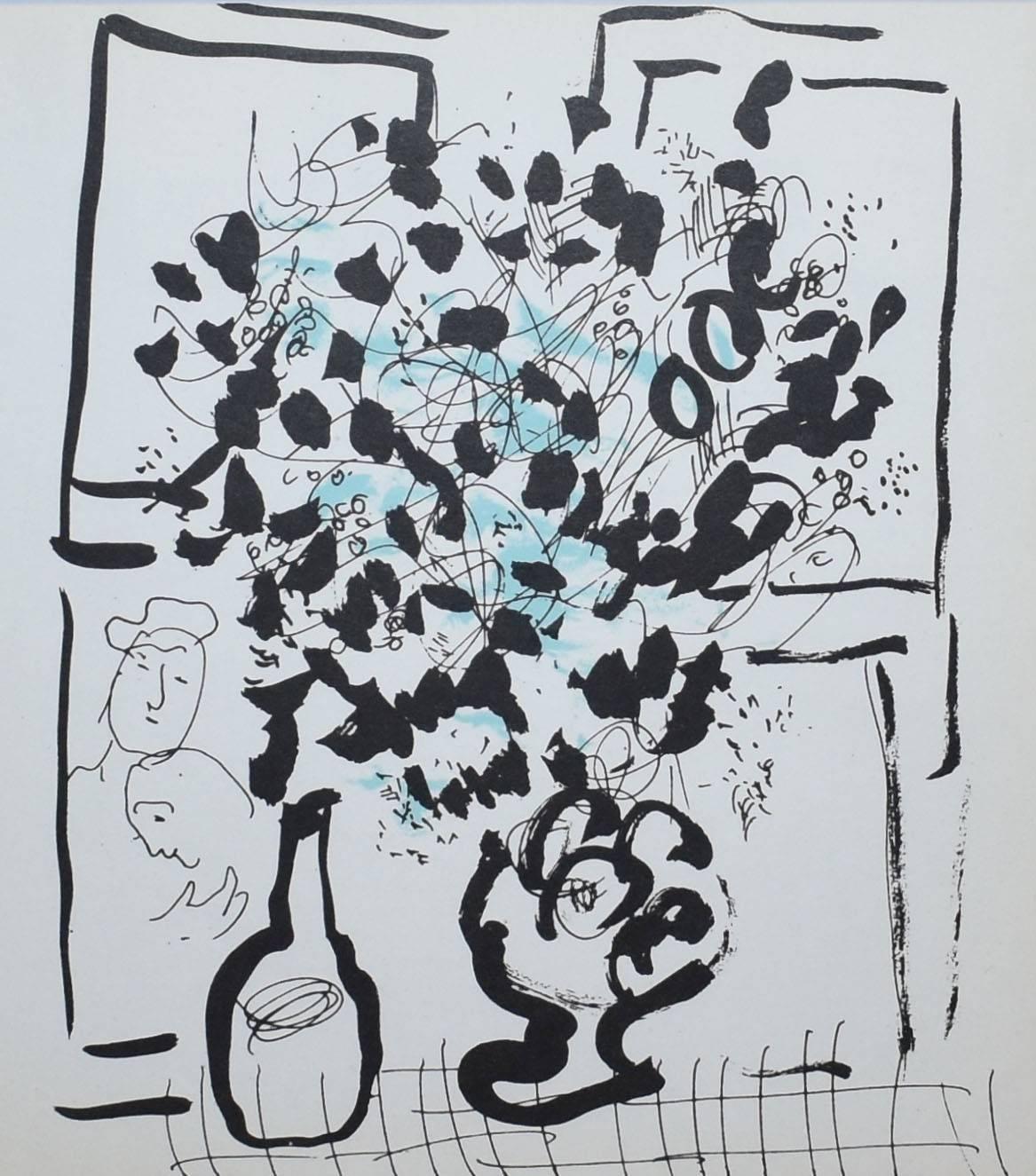 Black and Blue Bouquet - Print by Marc Chagall
