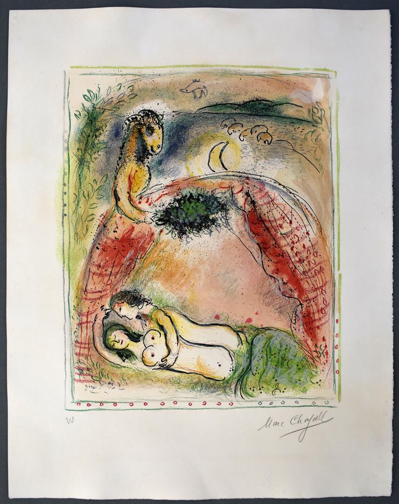 Blessed Husband…, from: The Land of the Gods - Russian/French Art, Lithograph - Print by Marc Chagall