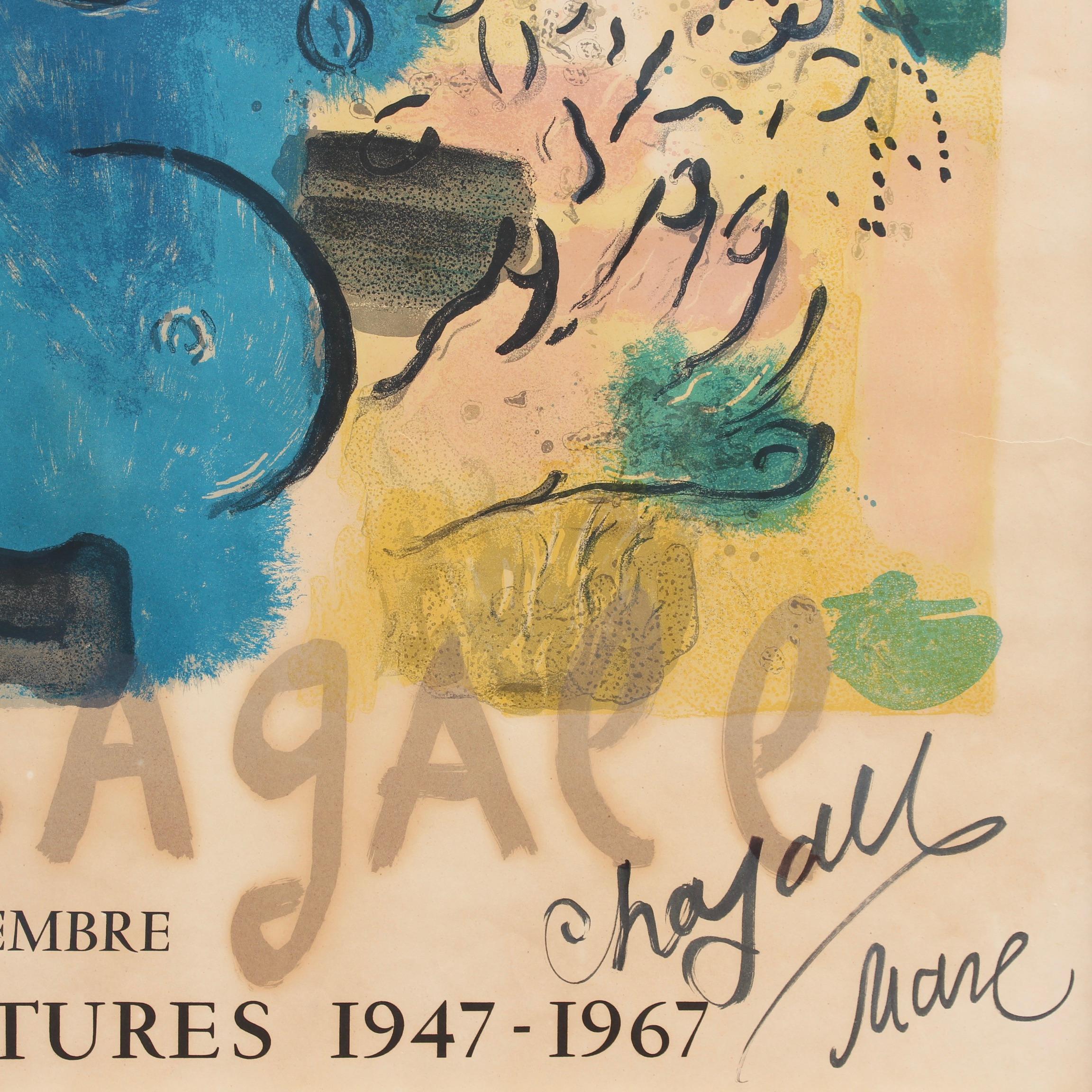 'Blue Profile' Exhibition Poster, Marc Chagall with Original Signature  6