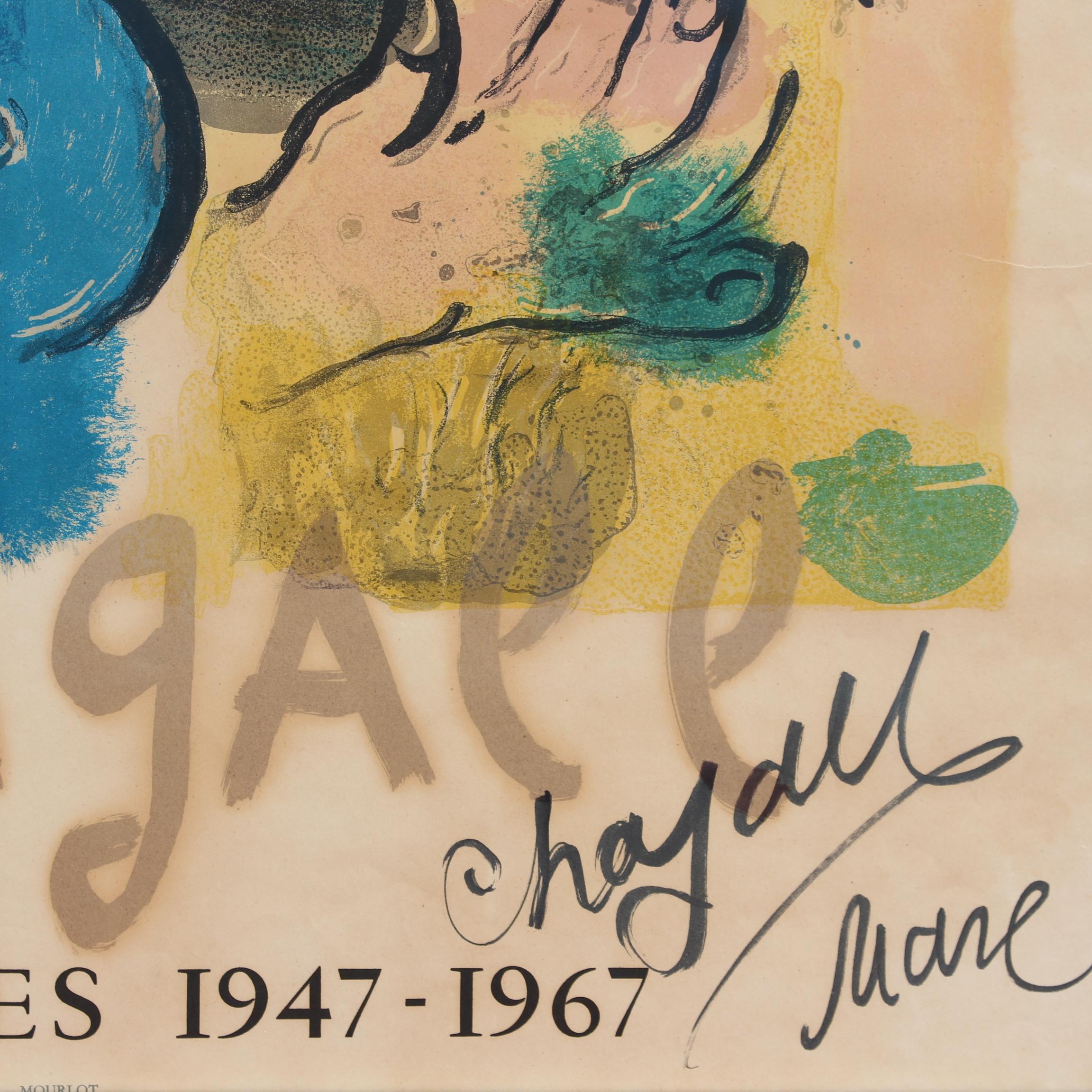 'Blue Profile' Exhibition Poster, Marc Chagall with Original Signature  7