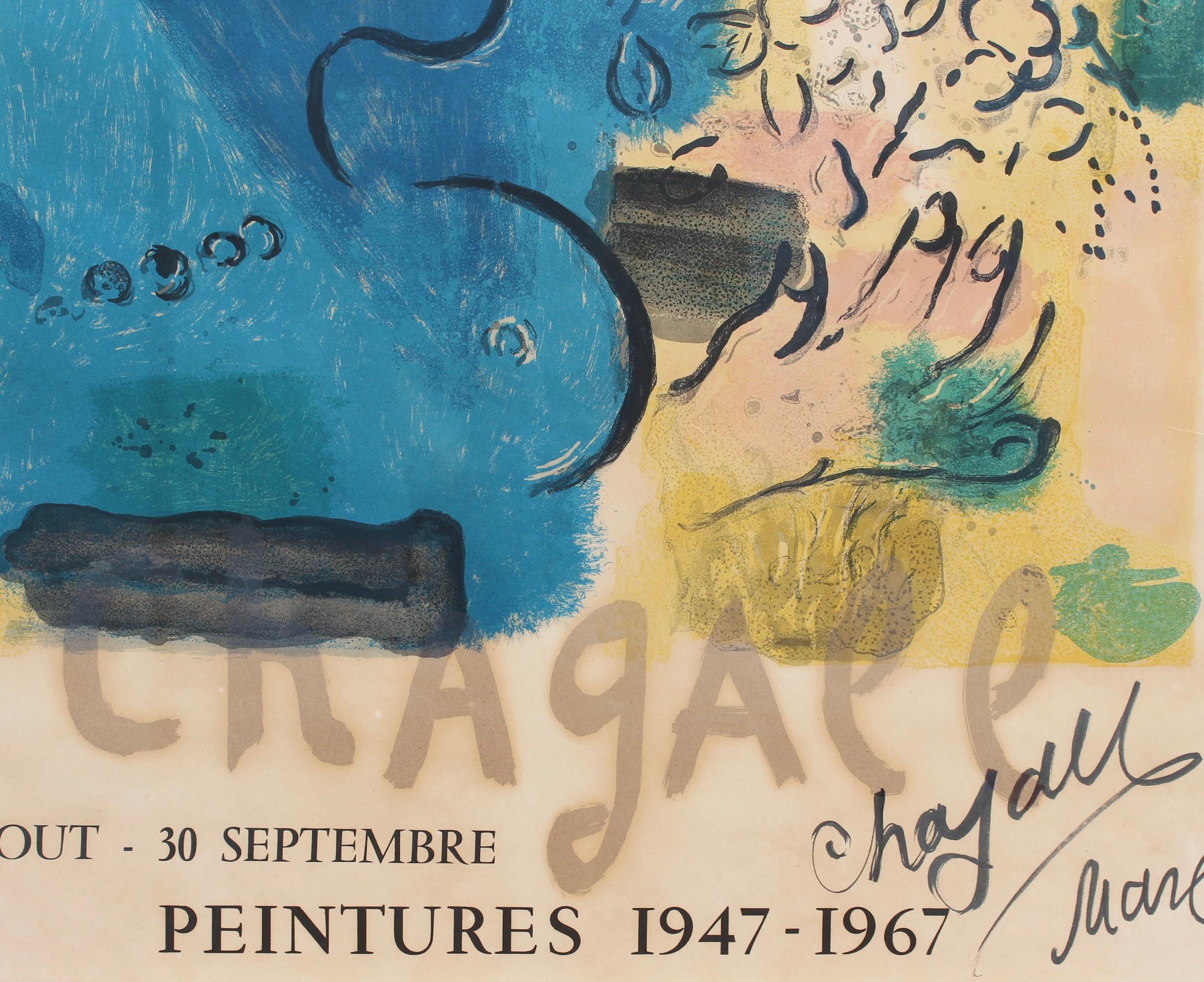 'Blue Profile' Exhibition Poster, Marc Chagall with Original Signature  8