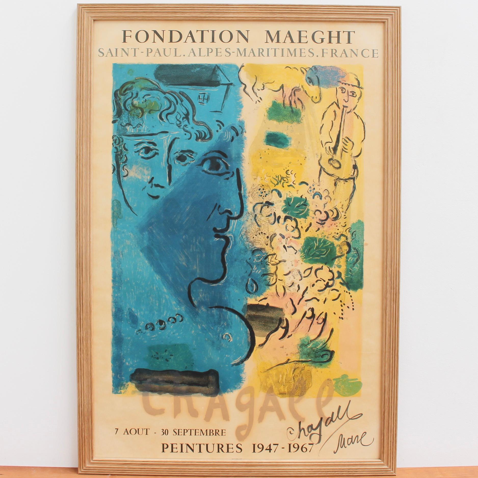 'Blue Profile' Exhibition Poster, Marc Chagall with Original Signature  - Print by (after) Marc Chagall
