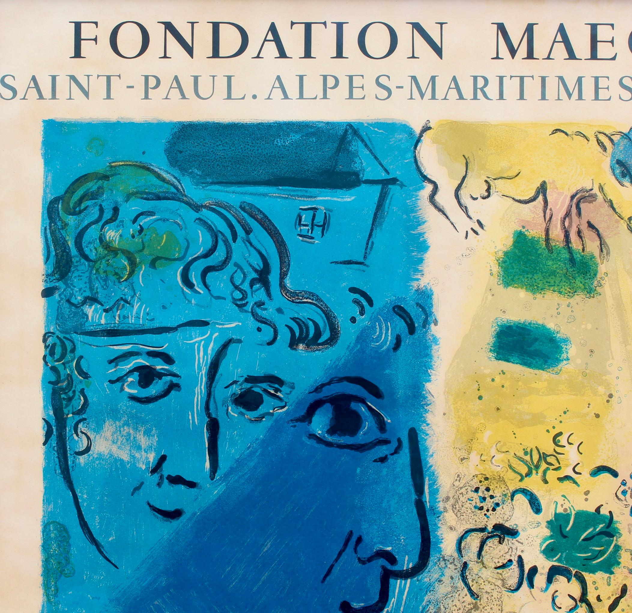 'Blue Profile' Exhibition Poster, Marc Chagall with Original Signature  - Modern Print by (after) Marc Chagall