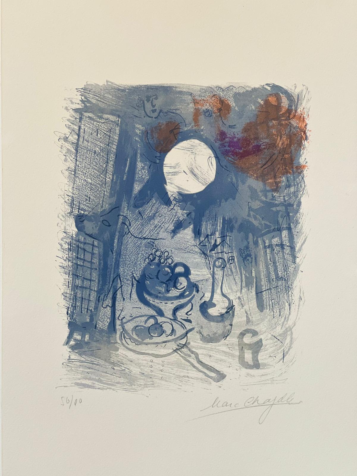 Blue Still Life - Gray Abstract Print by Marc Chagall