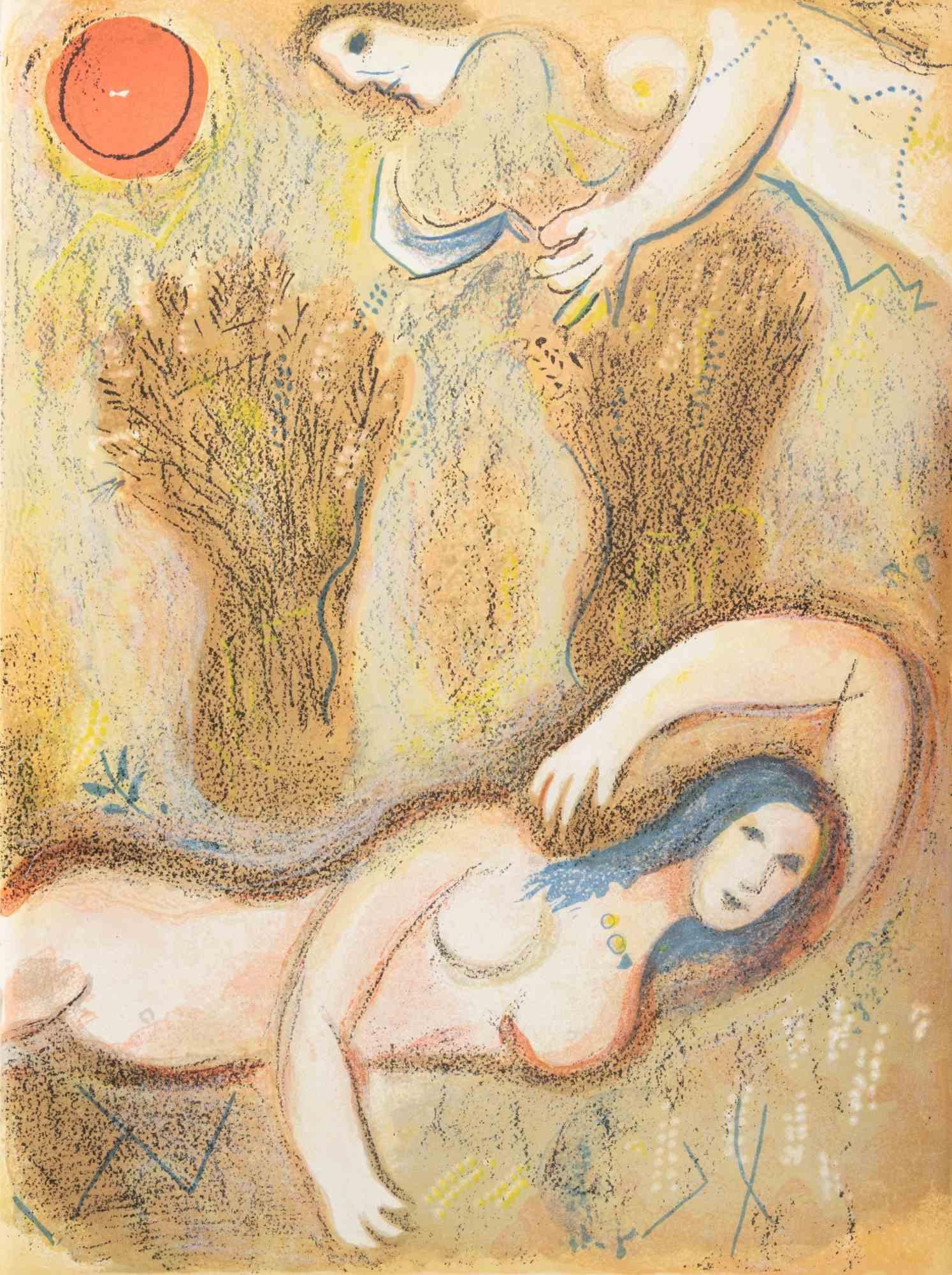 Color lithograph realized by Marc Chagall in 1960 to illustrate "The Bible". 

Edition of 6500, published by Tériade in no. 33 and 34 of the Art Magazine Verve.

Printed by Mourlot and Draeger Frères, Paris.

Ref. Cramer Books 25; Mourlot 117-146