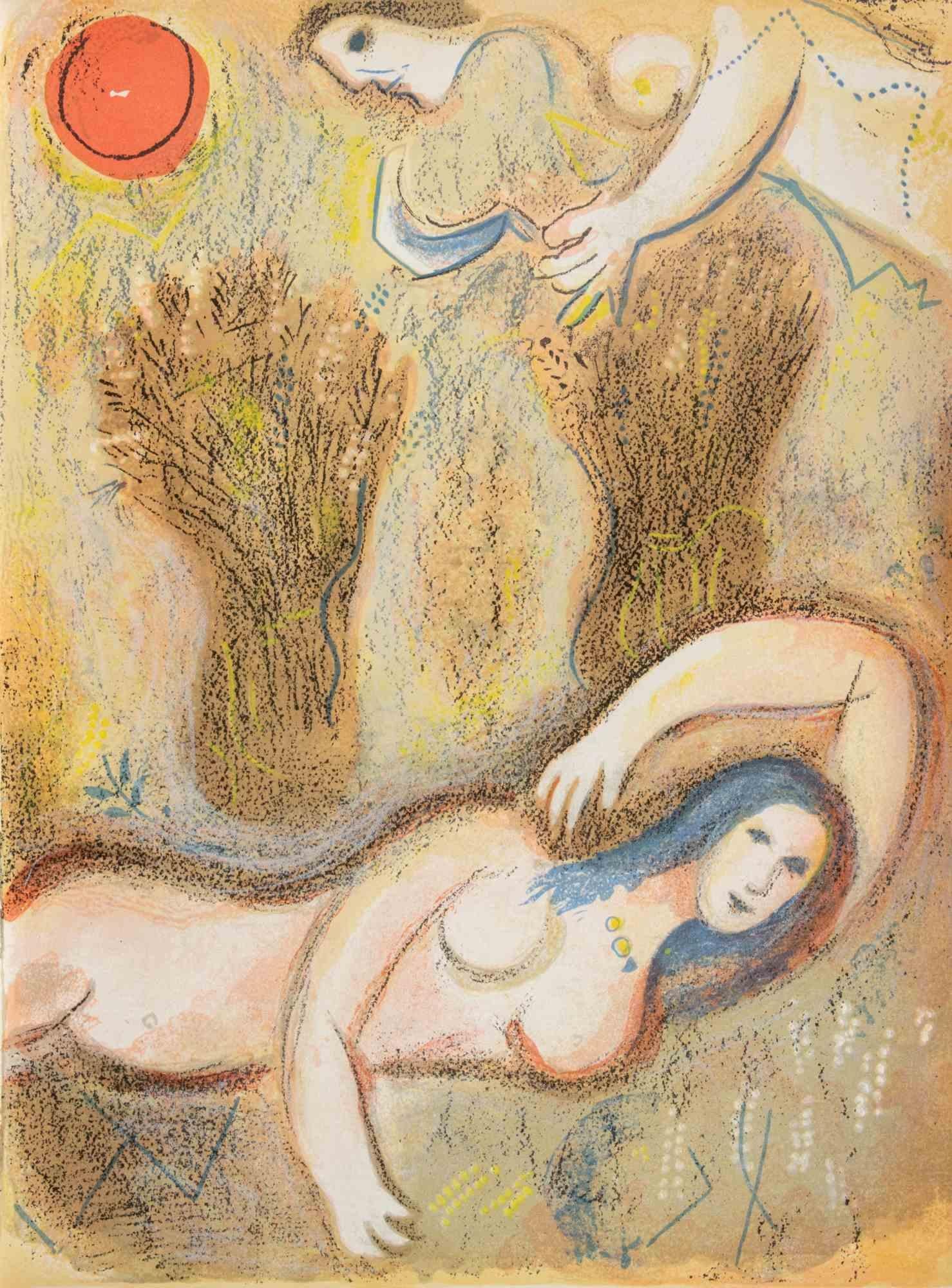 Color lithograph realized by Marc Chagall in 1960 to illustrate "The Bible". 

Edition of 6500, published by Tériade in no. 33 and 34 of the Art Magazine Verve.

Printed by Mourlot and Draeger Frères, Paris.

Ref. Cramer Books 25; Mourlot 117-146