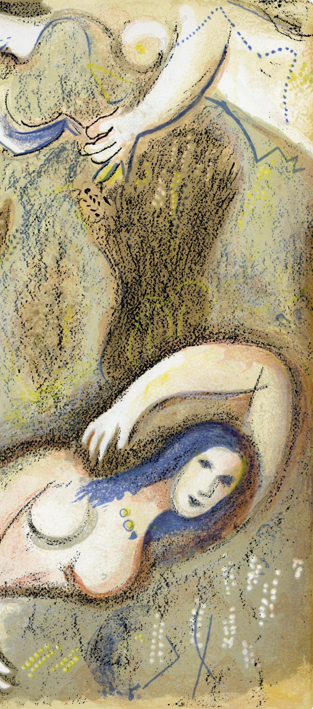 Booz se réveille et voit Ruth à ses Pieds (Mourlot 230-77; Cramer 42) – Print von Marc Chagall