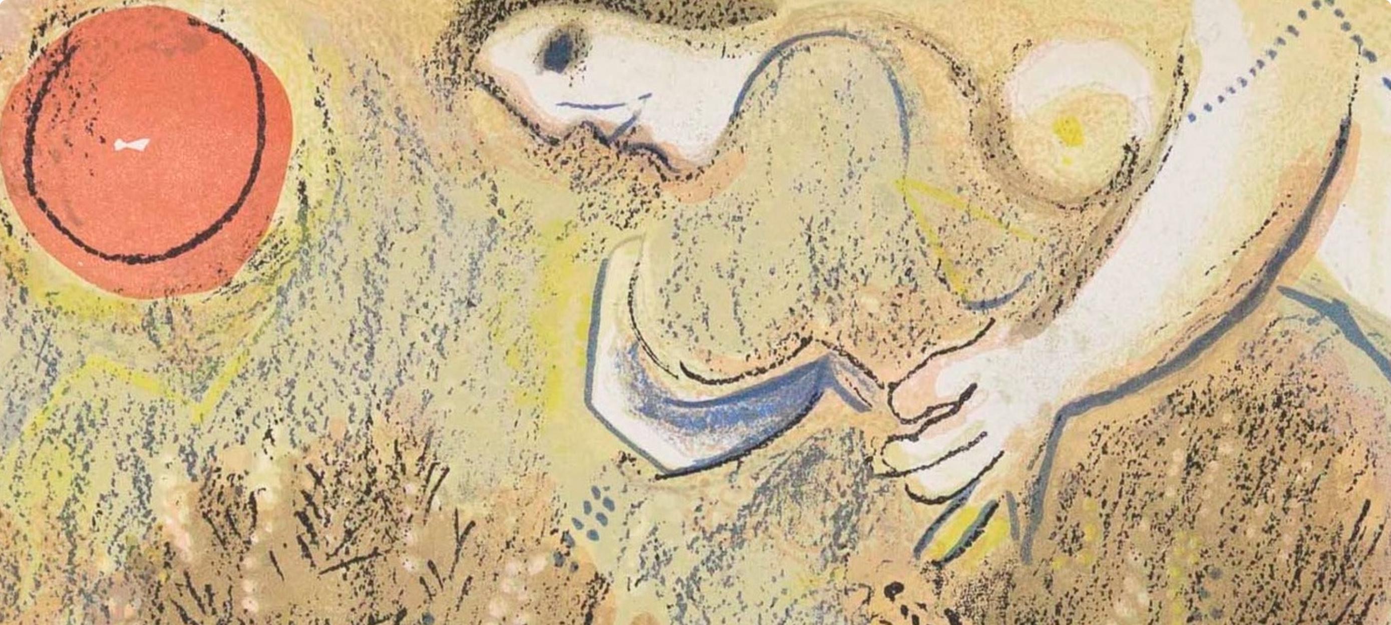 Booz si rialza e vede Ruth ai suoi piedi (Mourlot 230-77; Cramer 42) - Print Espressionista di Marc Chagall