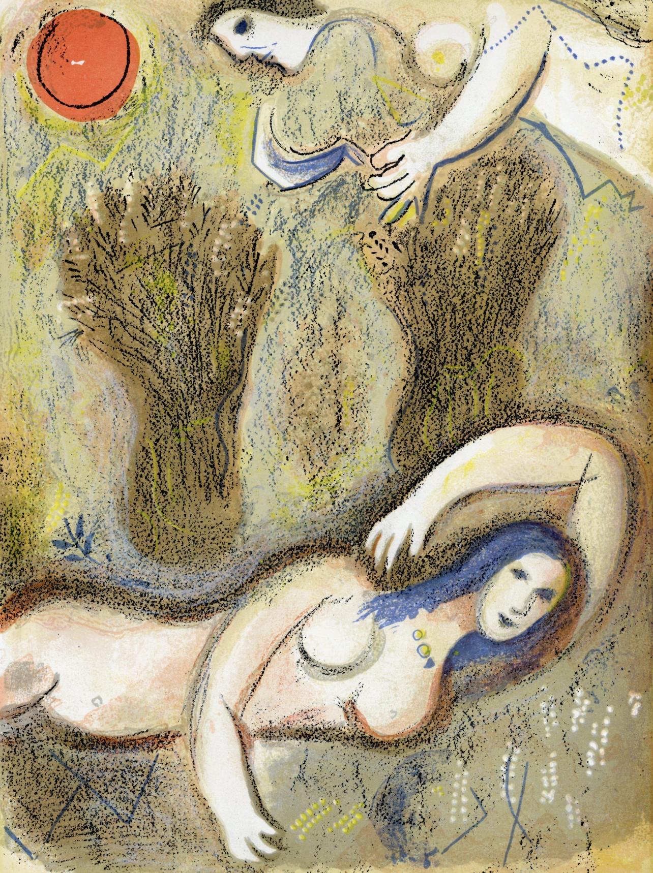 Booz se réveille et voit Ruth à ses Pieds (Mourlot 230-77; Cramer 42)