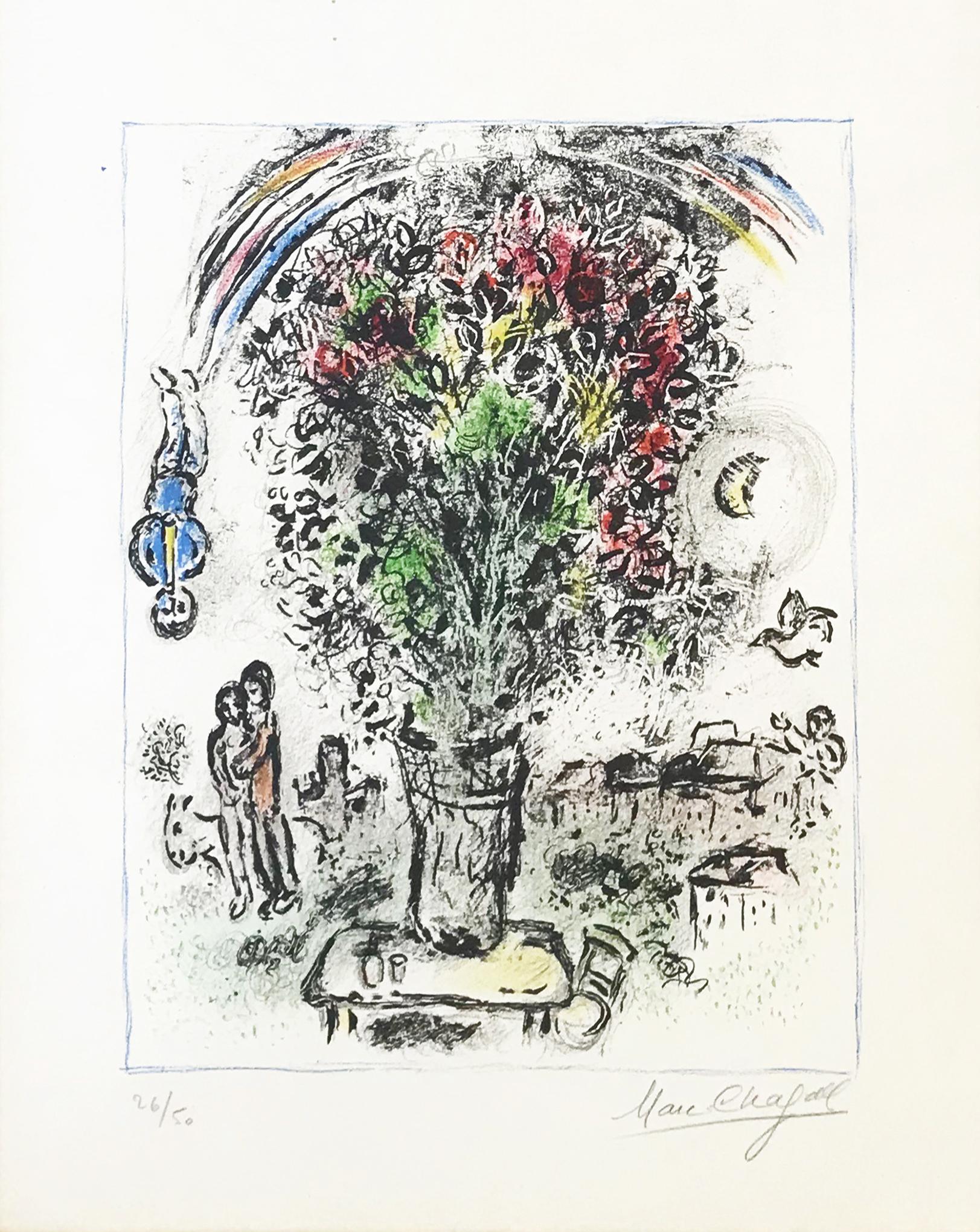 Marc Chagall Portrait Print - BOUQUET À L'ARC-EN-CIEL