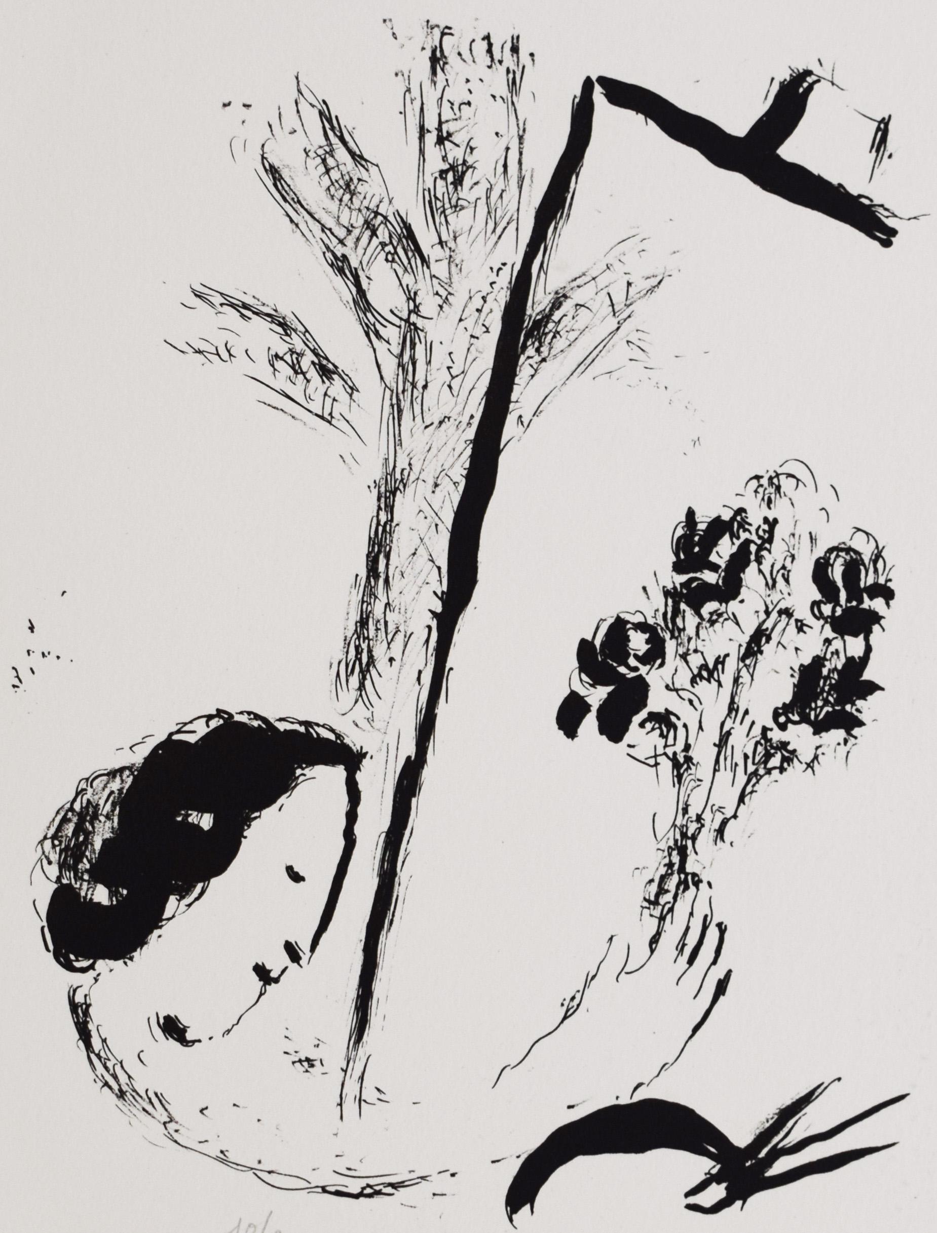 Marc Chagall Figurative Print - Bouquet in Hand, Paris, from: Chagall: Jacques Lassaigne - French Russian Paris
